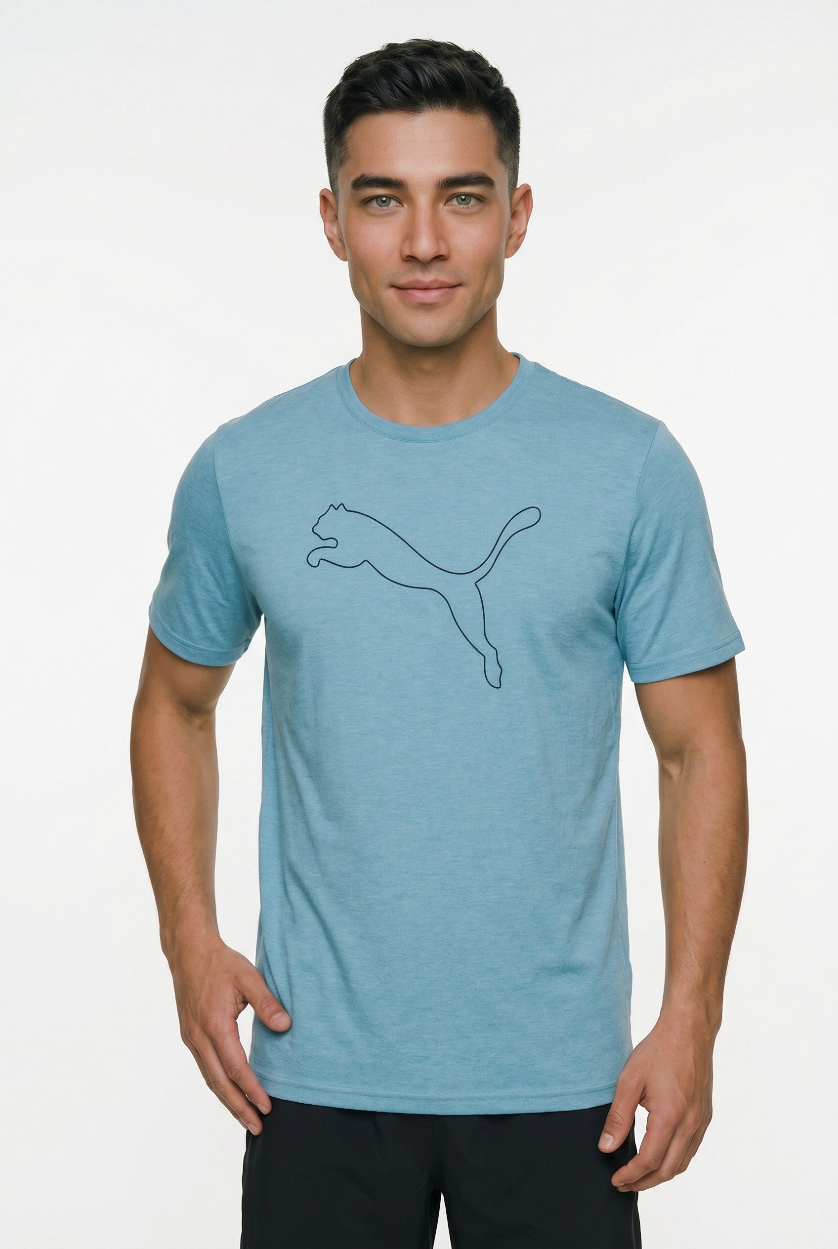 PUMA Trainingsshirt M TAD ESSENTIAL HEATHER CAT TEE (CF LARGE CAT) mit Rundhalsausschnitt, mit Kurzarm, für sportliche Aktivitäten