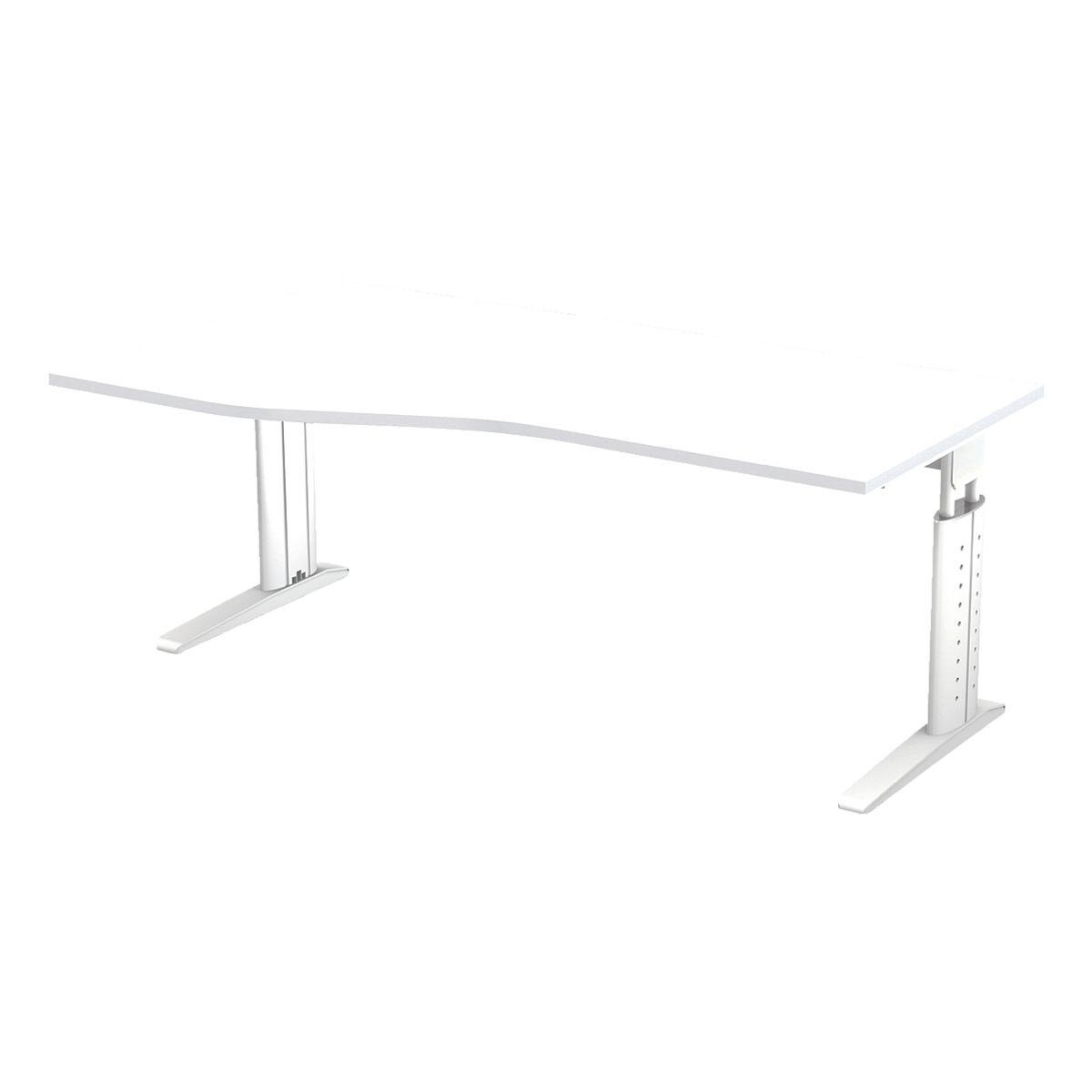 Otto Office Premium  Office Premium Schreibtisch  Office Line III, Freiform, höhenverstellbar 68-86 cm, C-Fuß weiß | weiß