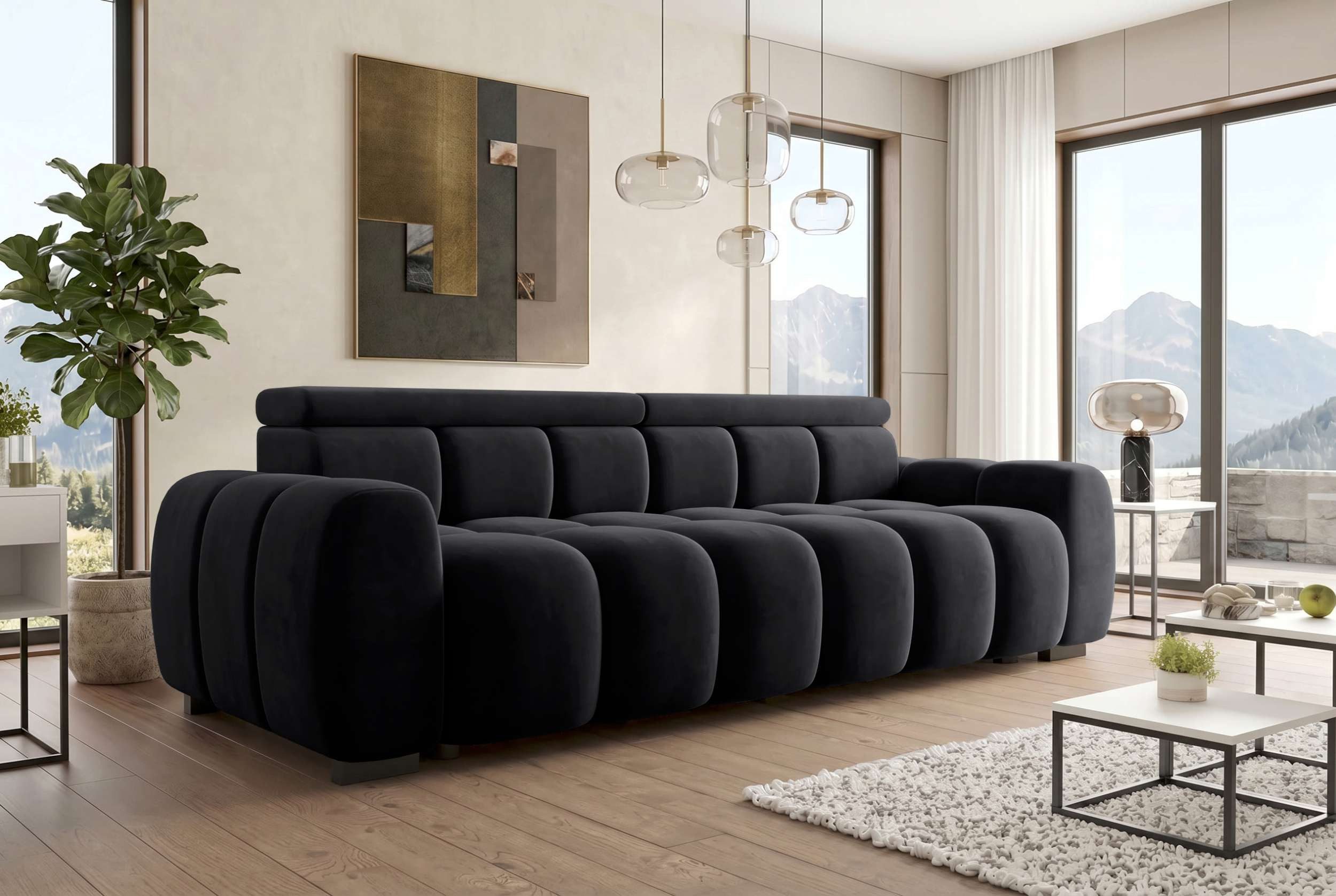 Sofa Dreams Big-Sofa Bigsofa Santorin im Stoffbezug, Sofa, Big-Sofa, Kopfteilverstellungen