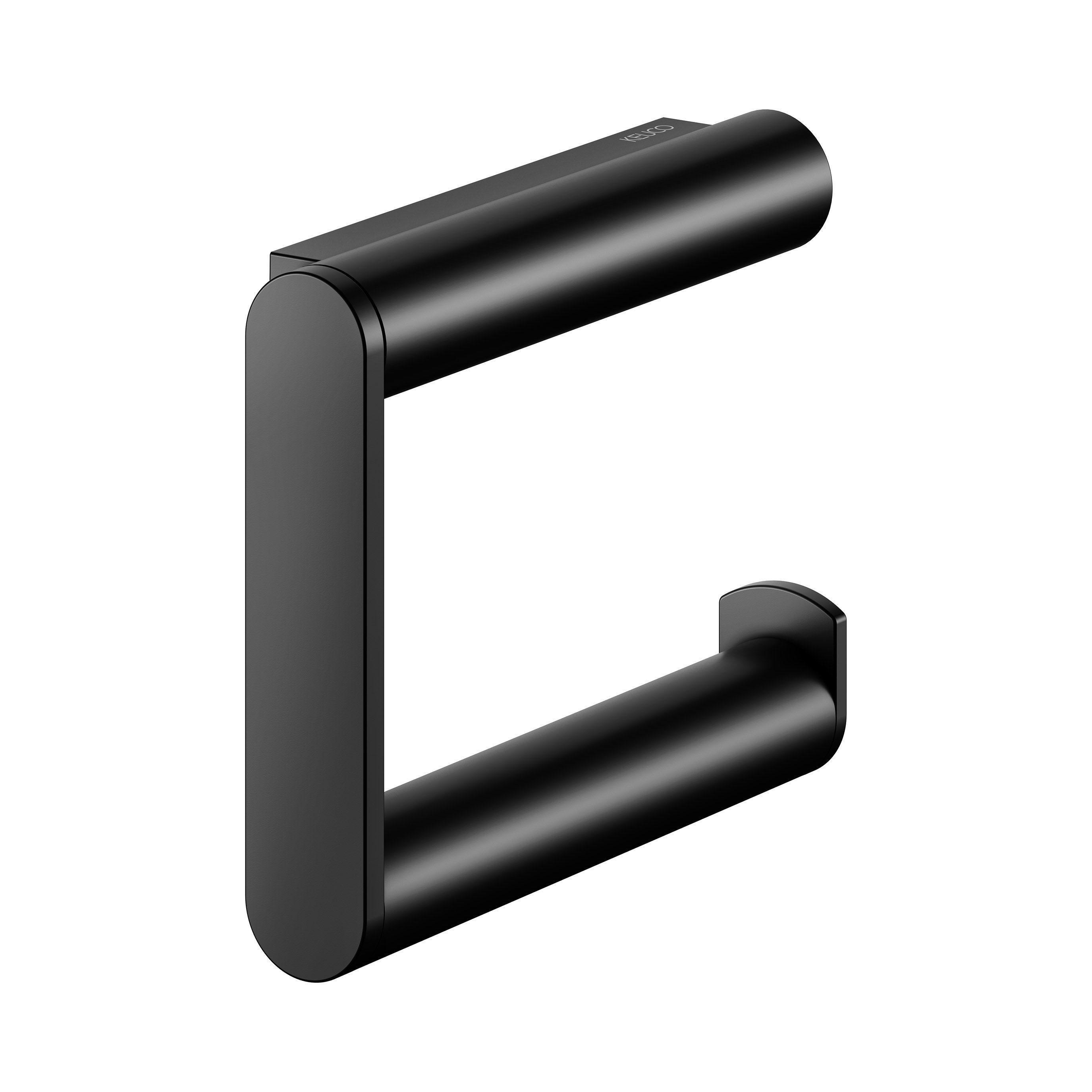 Keuco Toilettenpapierhalter Plan mit offenem Bügel (Vormontiert), schwenkbar, Metall schwarz matt, Made in Germany, Wandmontage