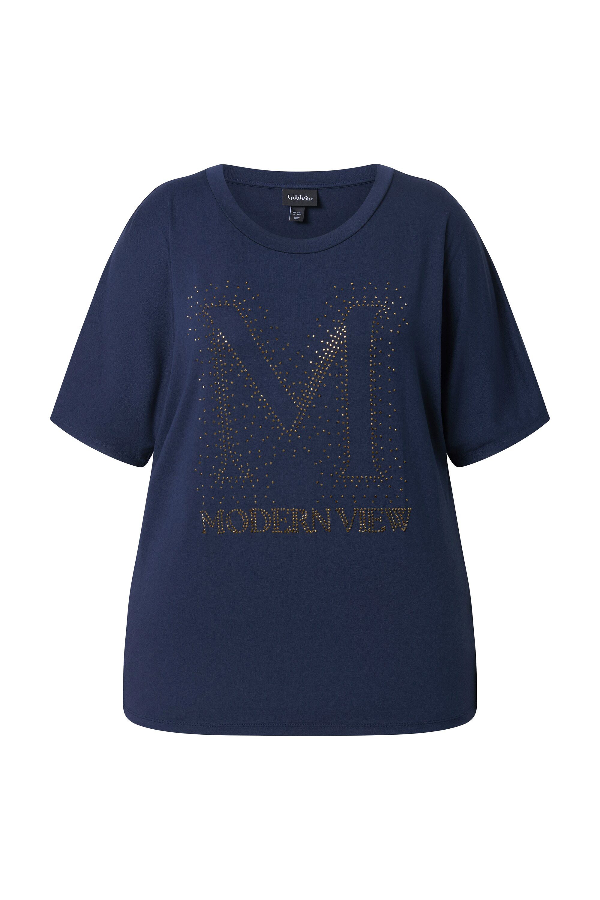 T-Shirt T-Shirt Ziersteine Oversized Rundhals Halbarm