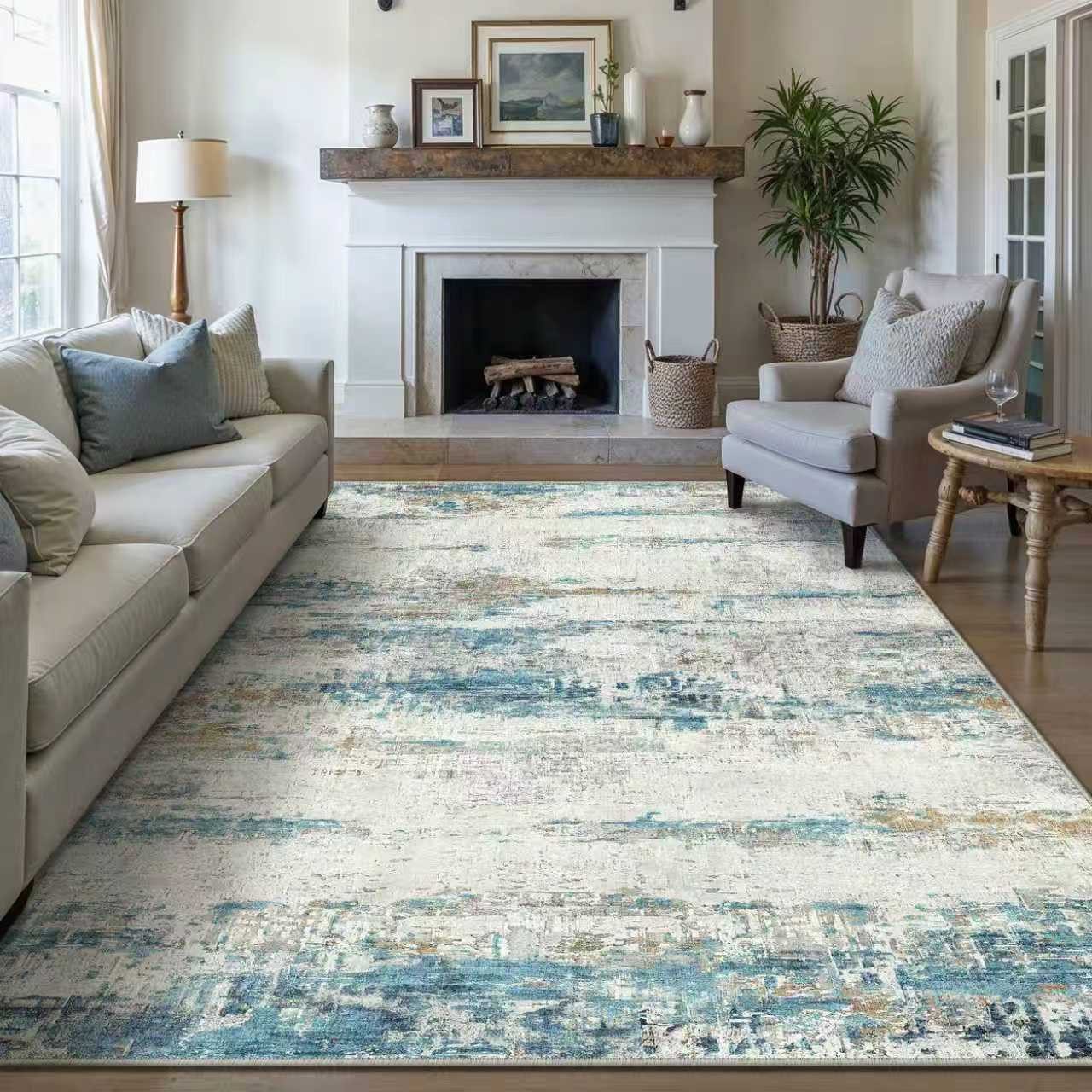 PURECOZY Teppich Kurzflor, Abstrakter Stil, Rutschfest und Waschbar, rechteckig, Höhe: 6.1 mm, geeignet für verschiedene Innenräume, 60x90 cm