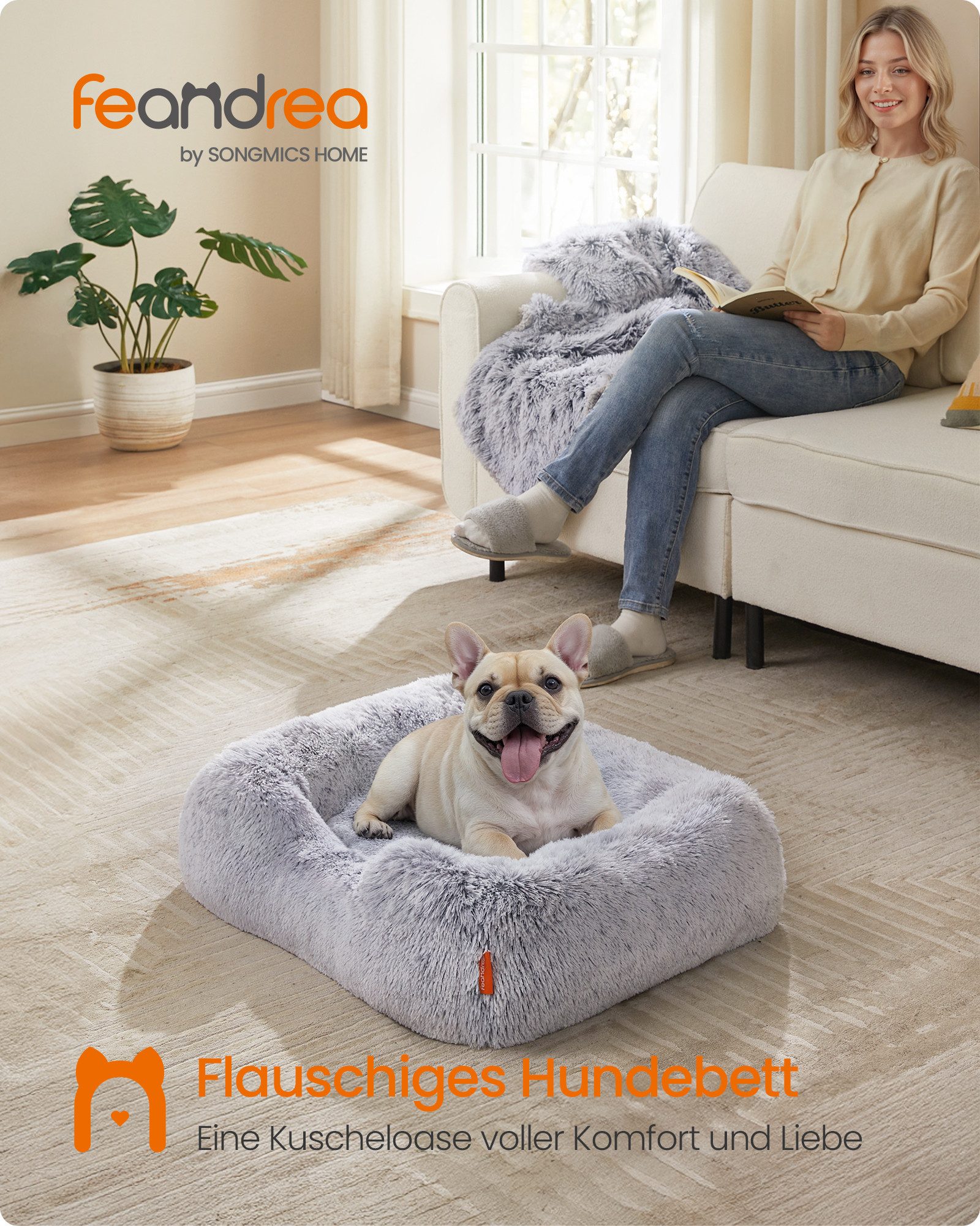 FEANDREA Tierbett, Hundebett,Hundekissen,M-XL Hundesofa,Bezug abnehmbar mas günstig online kaufen
