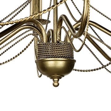 Licht-Erlebnisse Kronleuchter MARIA, ohne Leuchtmittel, Pendelleuchte Gold Antik Metall rustikal Esstisch Lampe