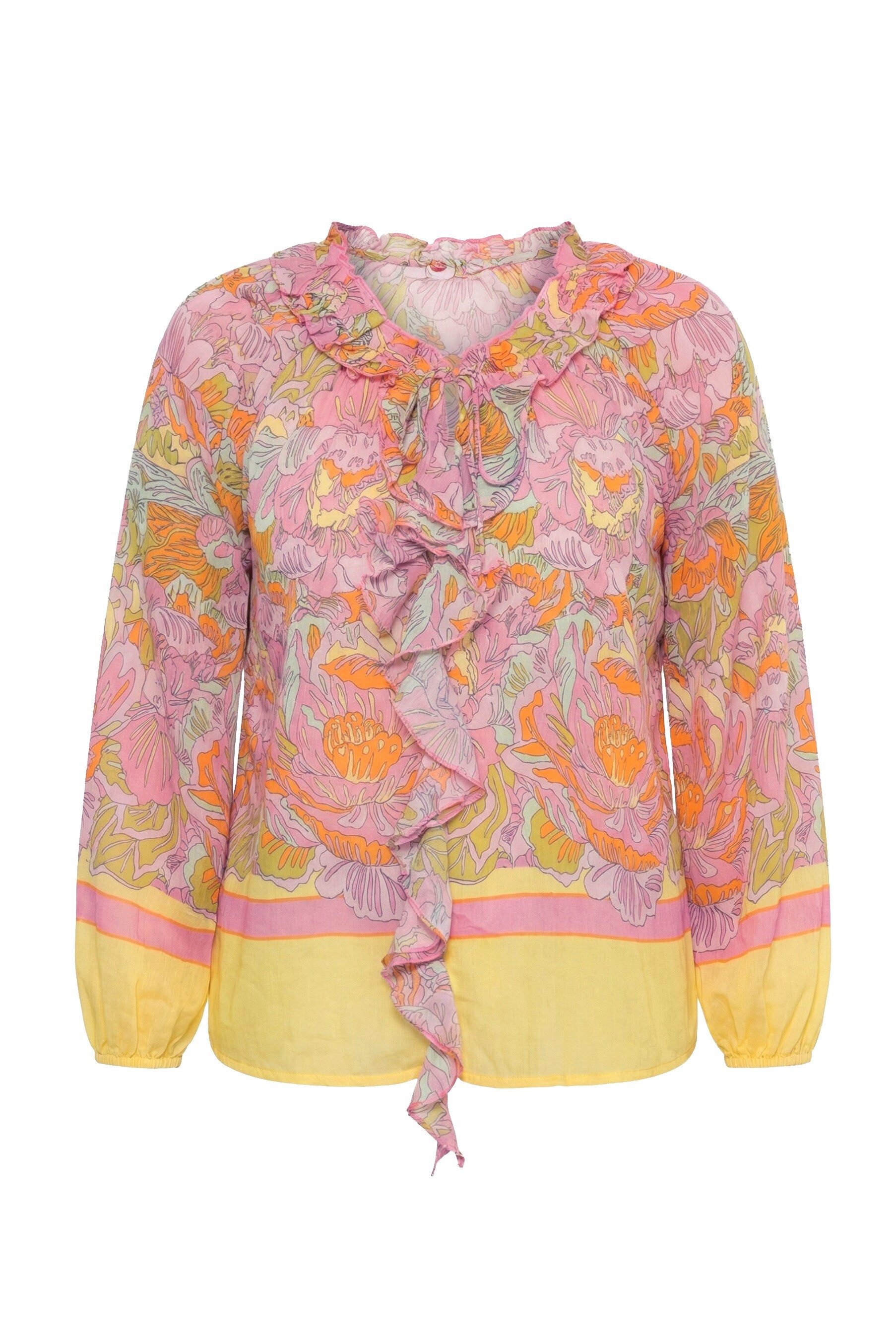 MIAMODA Longbluse Bluse bequeme Passform Muster Bordüren