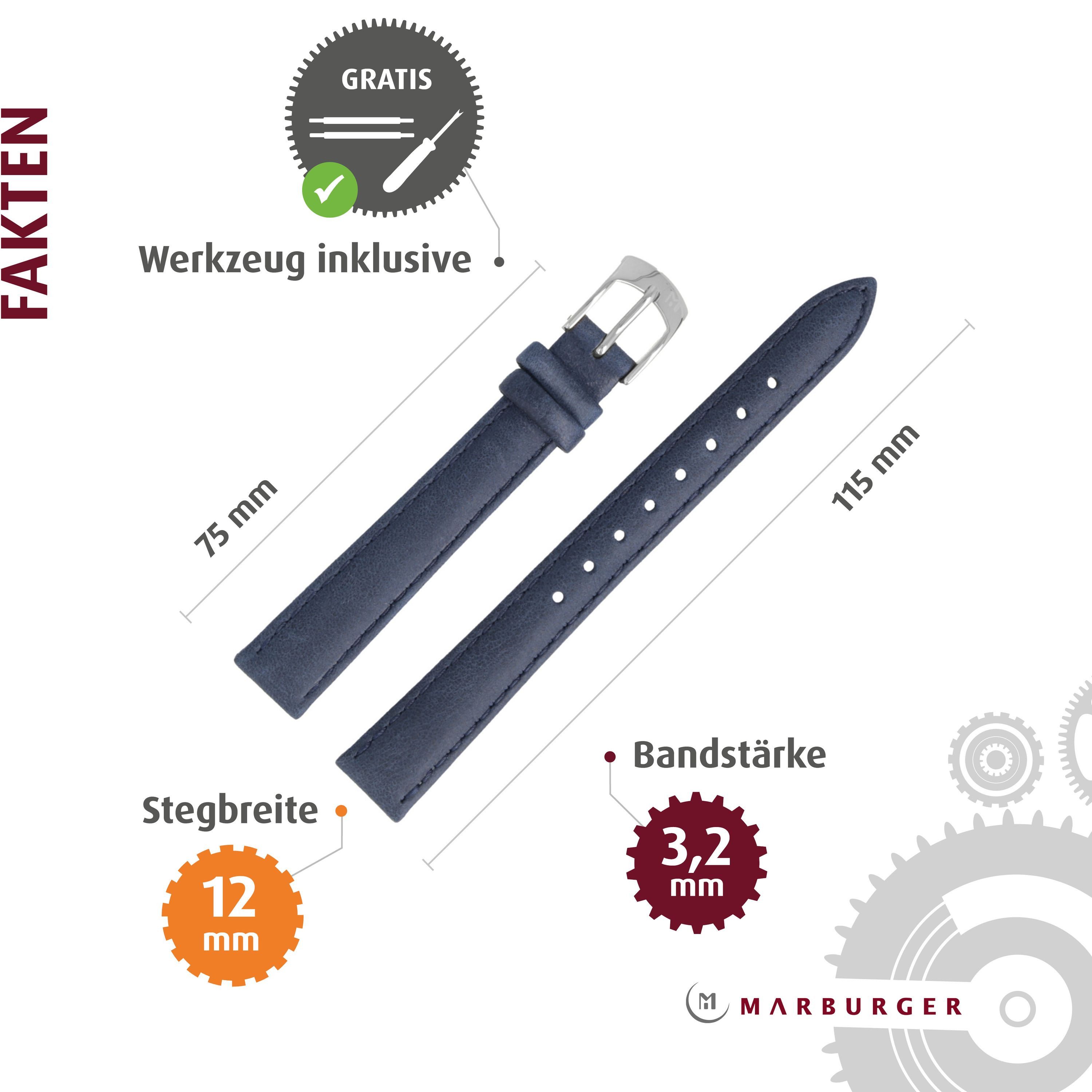 MARBURGER Uhrenarmband 12mm Leder