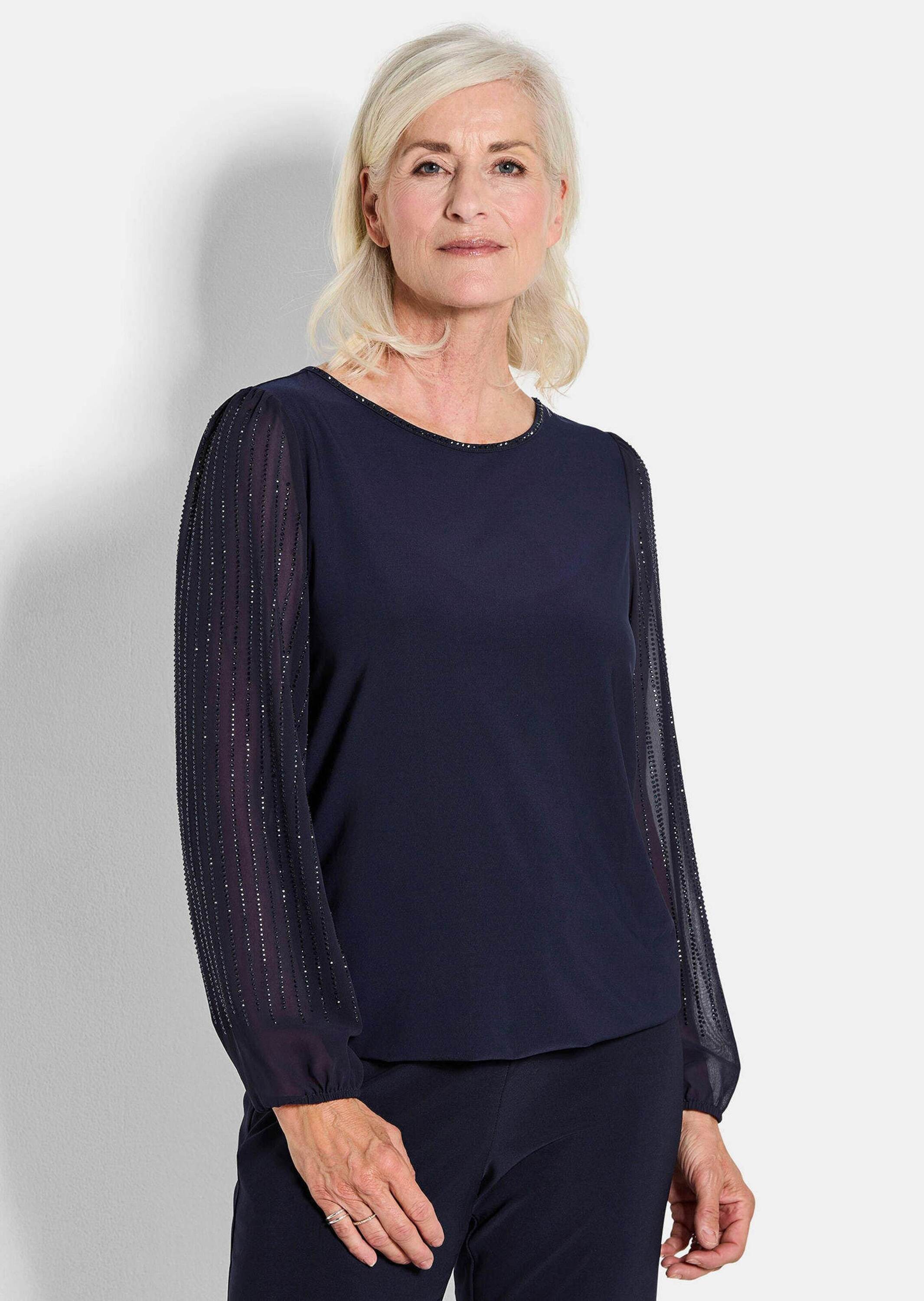 GOLDNER Langarmshirt Edles Langarmoberteil mit Glitzerärmeln günstig online kaufen