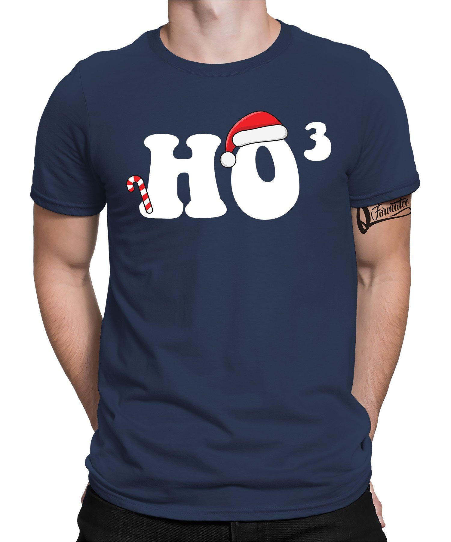 Quattro Formatee Kurzarmshirt Ho³ - Weihnachten X-mas Christmas Herren T-Shirt (1-tlg) Navy Blau