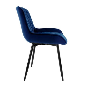 ML-DESIGN Stuhl Esszimmerstühle Set mit Rücken und Armlehnen Polster Küchenstühle, 8x Esszimmerstühle Dunkelblau 54x60x84cm aus Samt mit Metallbeine