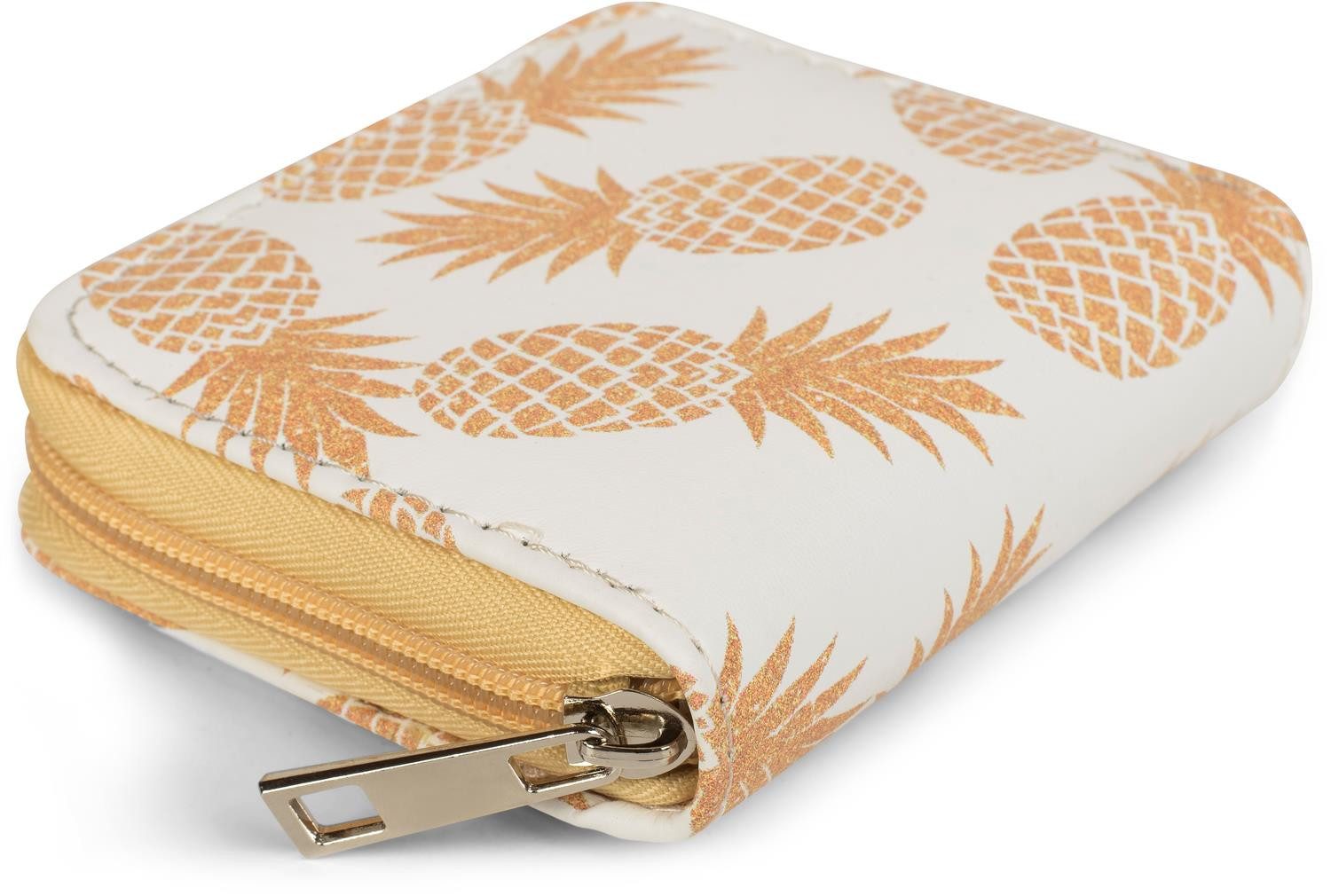 styleBREAKER Mini Geldbörse Mini Geldbörse mit Ananas Muster (1-tlg)