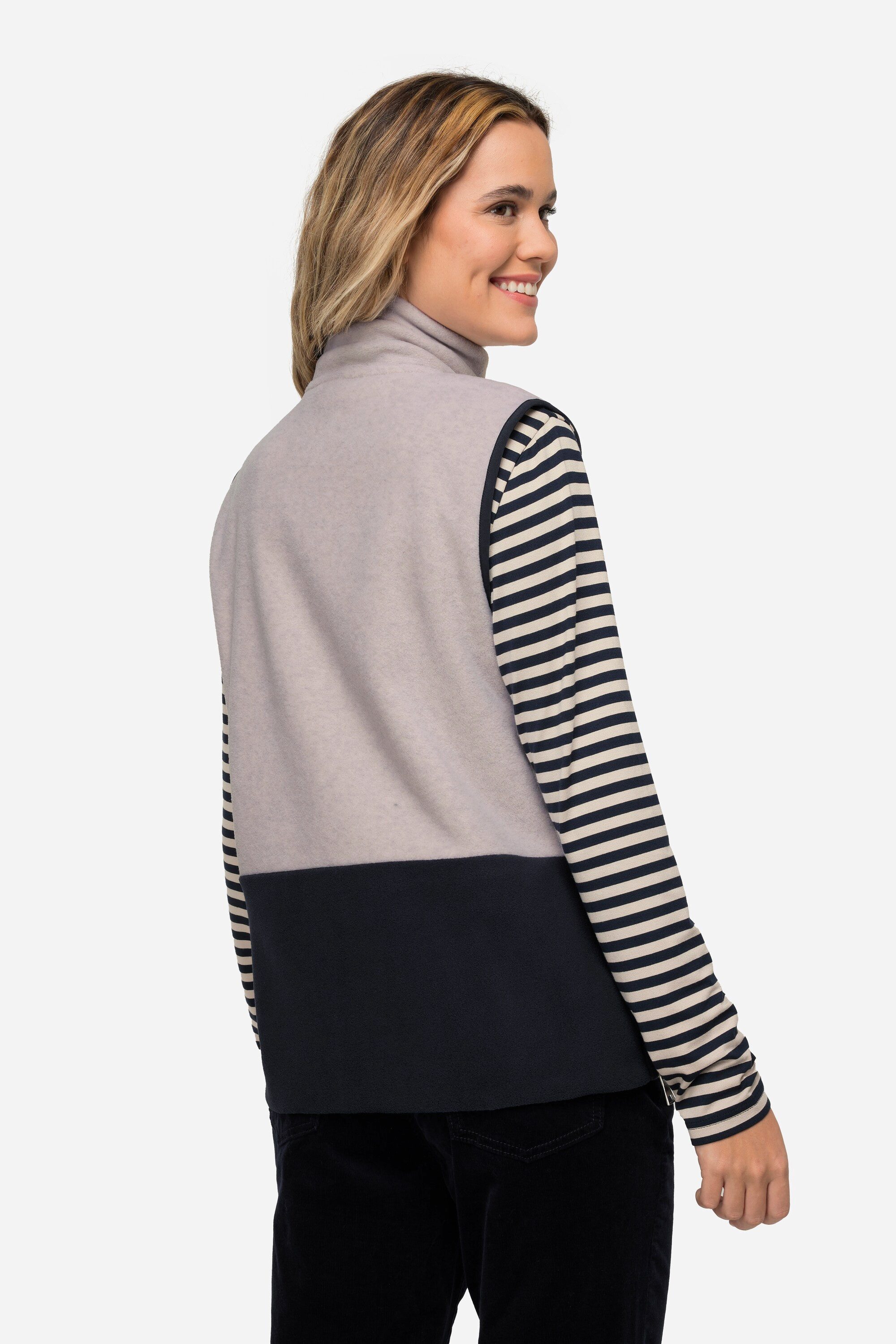 Laurasøn Steppweste Weste Fleece Colorblocking Stehkragen Seitenzipper