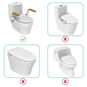 HEUFFE WC-Aufstehhilfe Sicherheitsarmlehne ohne Bohren, Holz, belastbar bis 181 kg, 56,4 x 38,7 x 22 cm