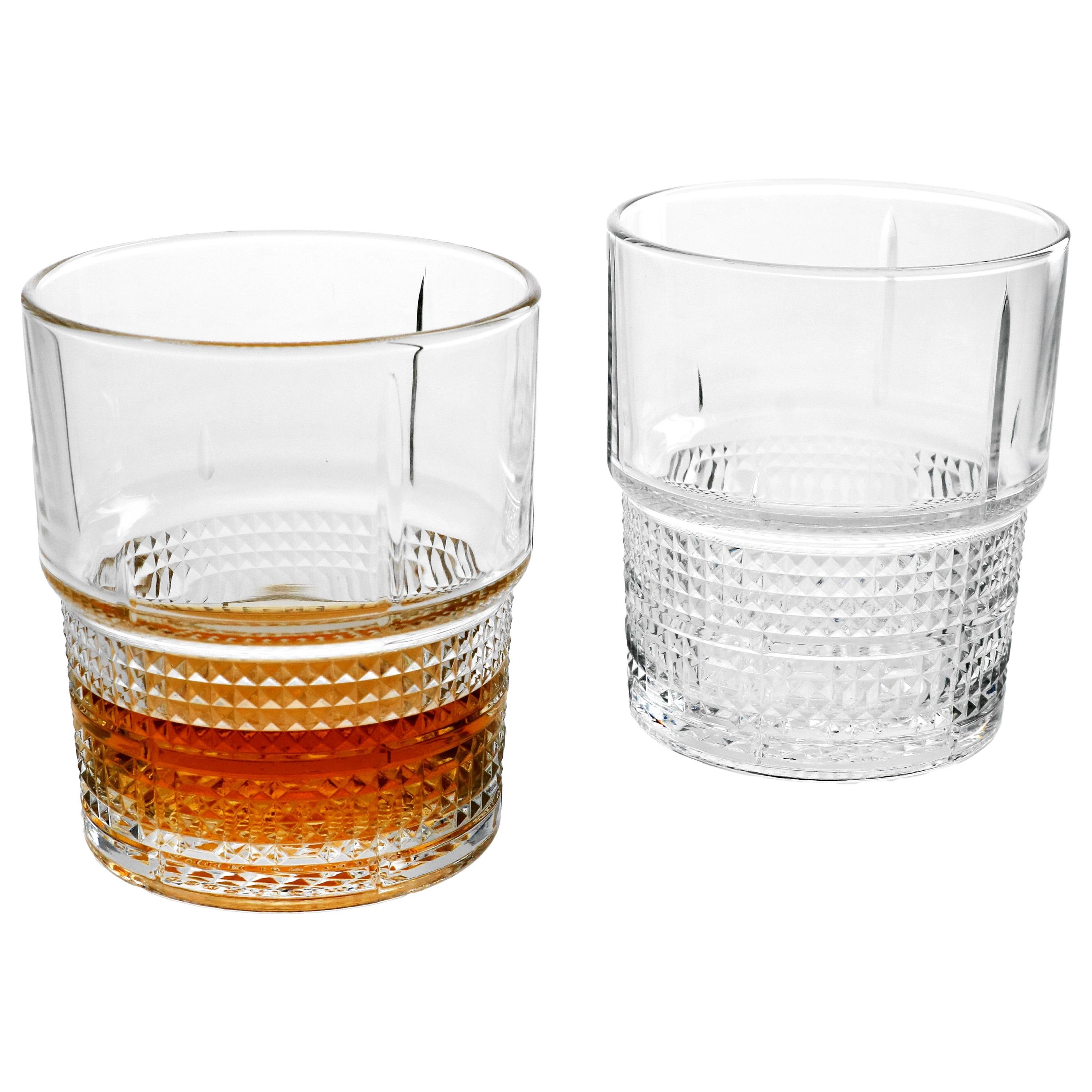 Bormioli Rocco Whiskyglas 2er Set Novecento Whiskyglas stapelbar 37 cl, Glas