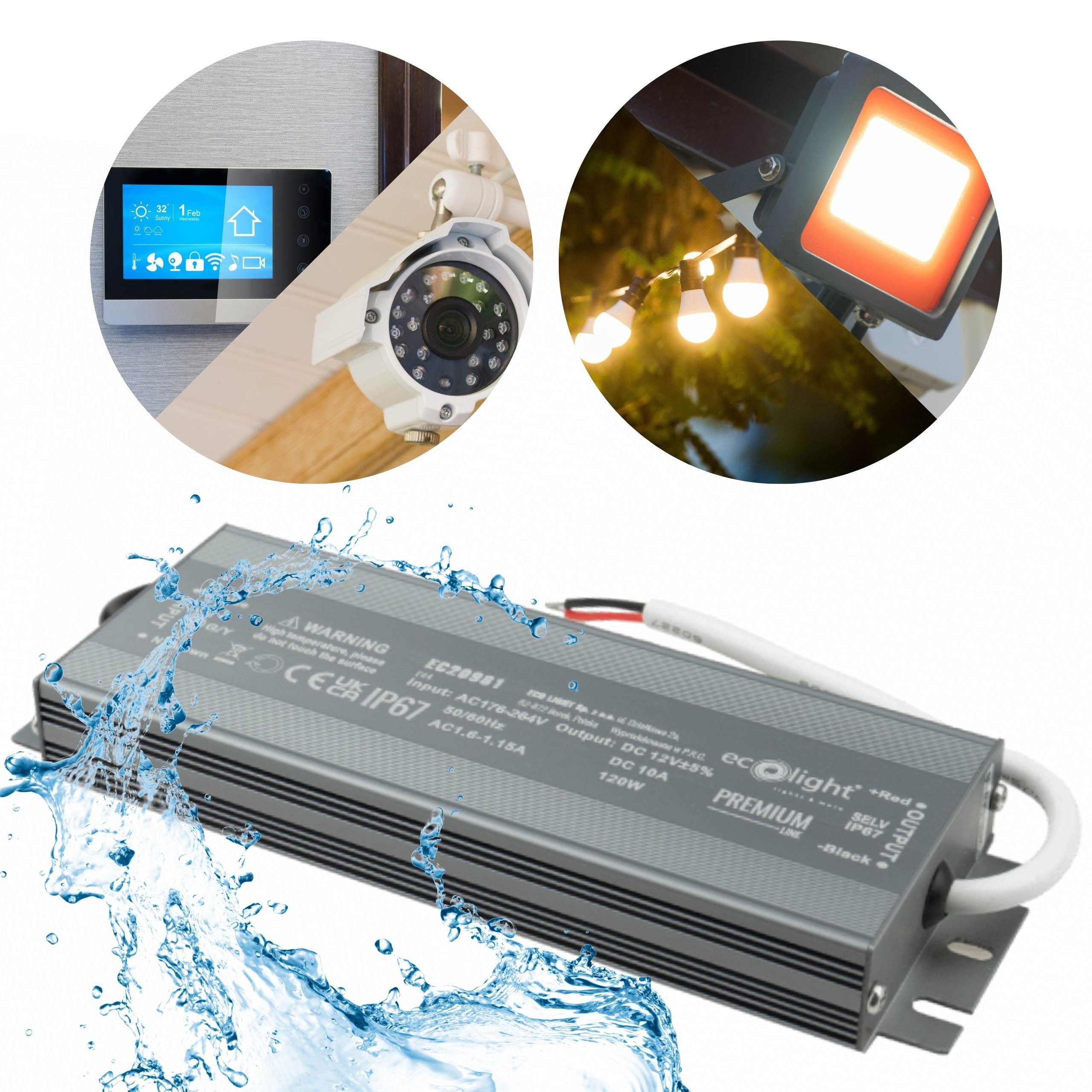 Sarcia.eu Hermetische LED Stromversorgung 120W 12V 10A, wasserdicht 187x65x22 mm LED Trafo