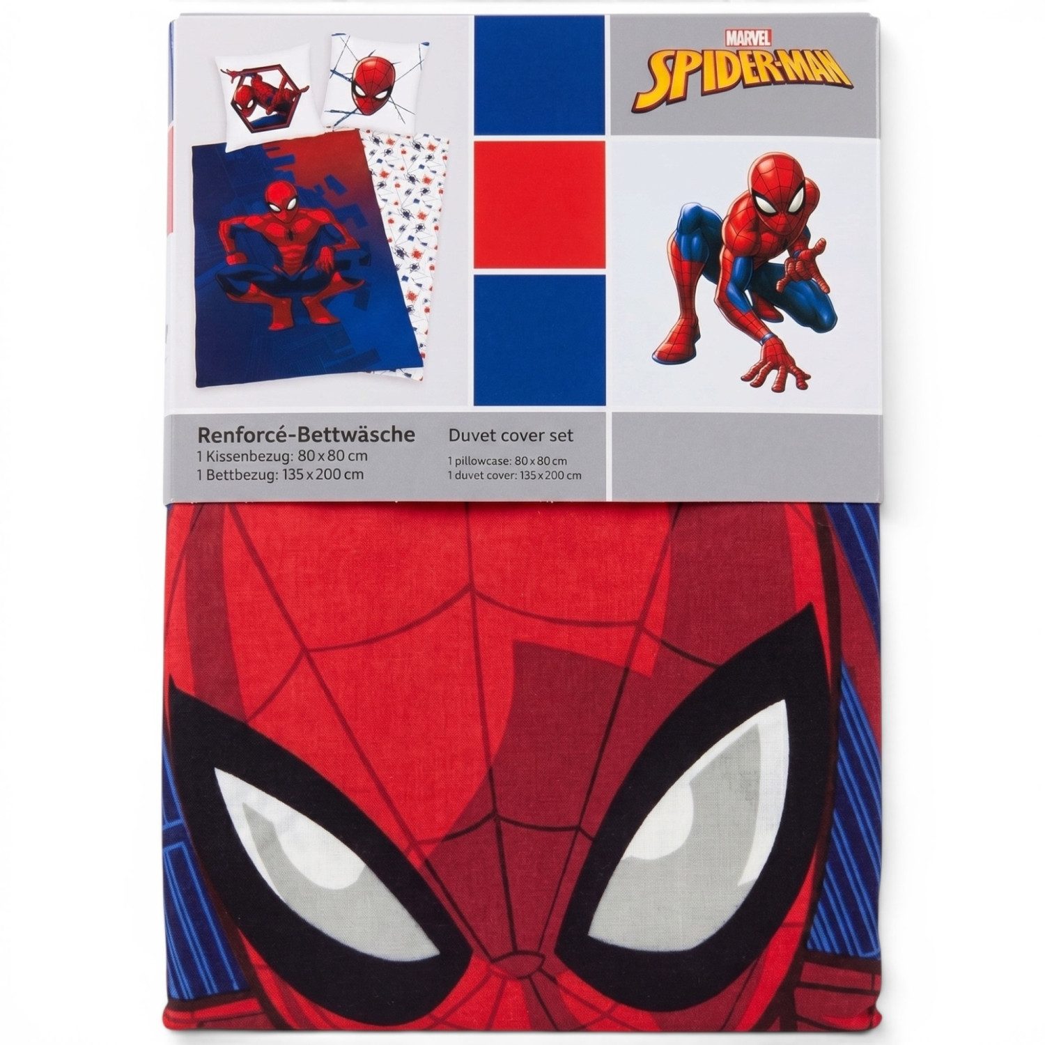 Herding Wendebettwäsche Spidermann Bettwäsche-Set Bettdecke Wende-Motiv Bettbezug 135 x 200, Renforcé, 2 teilig, 100% Baumwolle