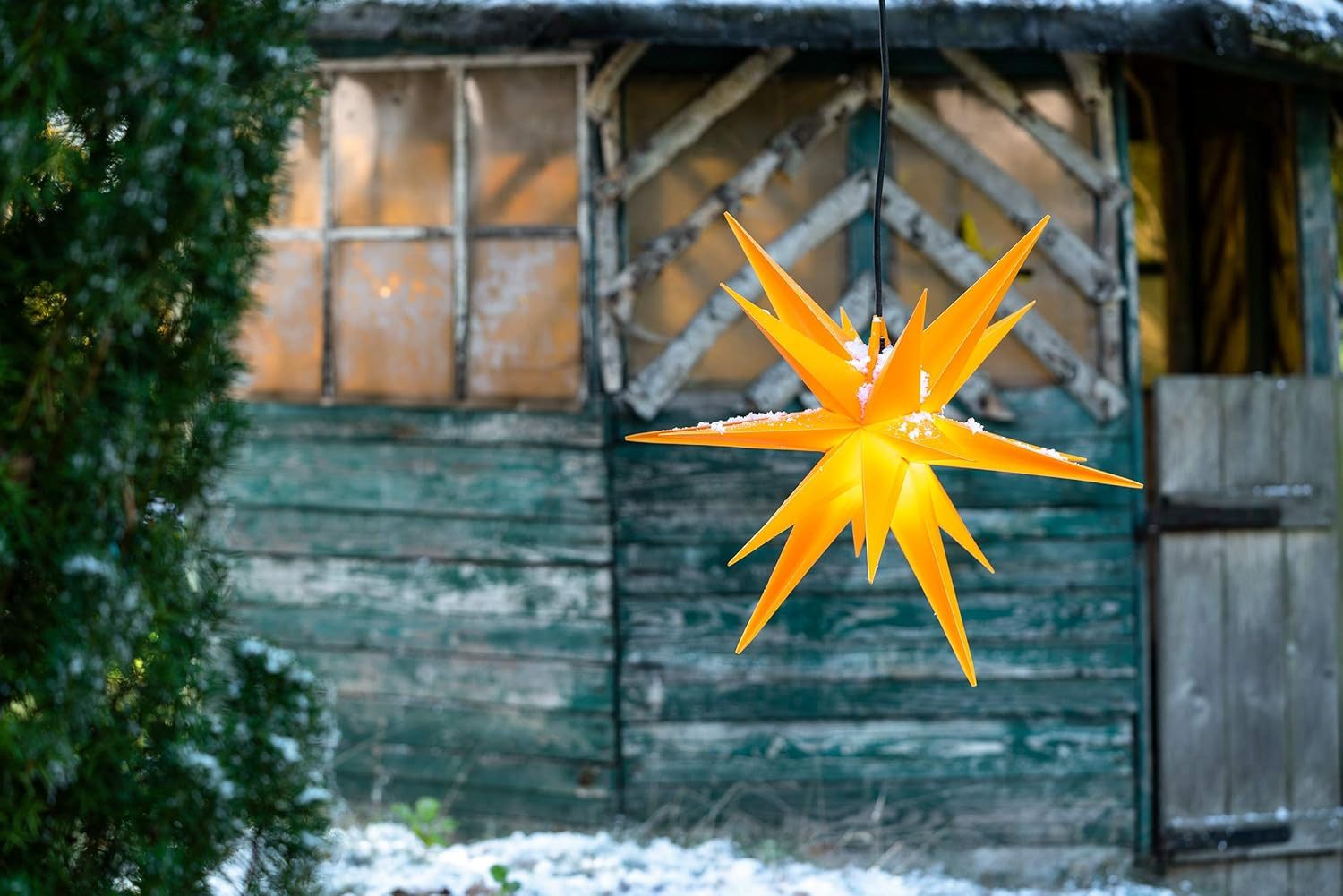 Novaliv LED Dekolicht 6950-1x, Weihnachtsstern beleuchtet LED Dekostern 55cm GELB hochwertiger Kunsts