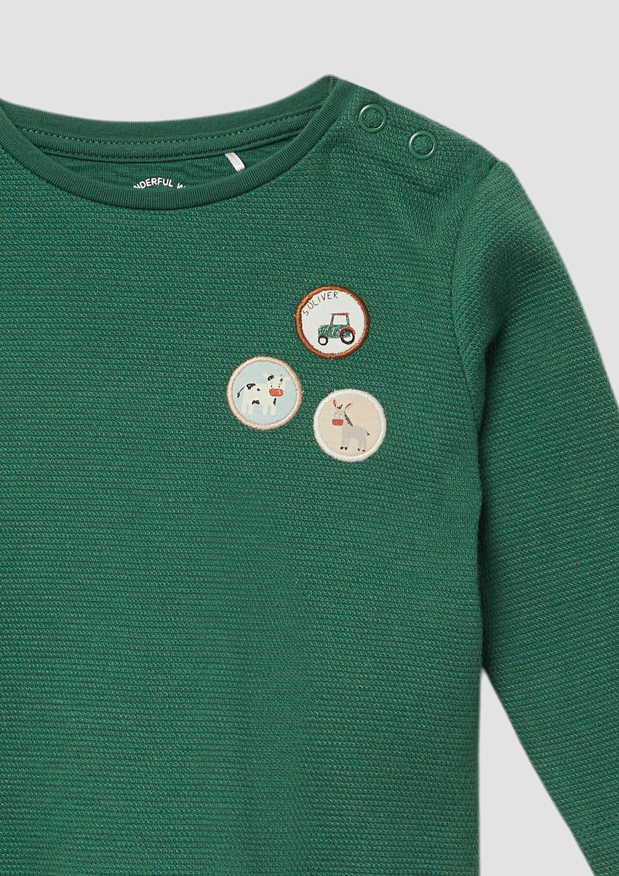 s.Oliver Langarmshirt T-Shirt Langarmshirt aus Waffelpiqué mit Patches