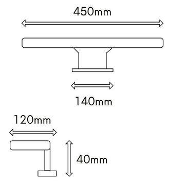 kalb LED Spiegelleuchte LED Badleuchte (Farbwechsel) + Powerbox 450mm Acrylglas verchromt, warmweiß bis tageslichtweiß