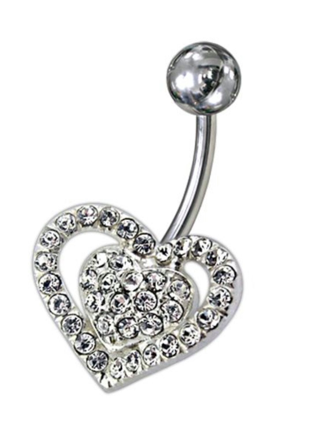 Karisma Schmuck Bauchnabelpiercing Silber 925 2 Herze Liebe Bauch Stecker Zirkonia Nabelpiercing, Frauenschmuck