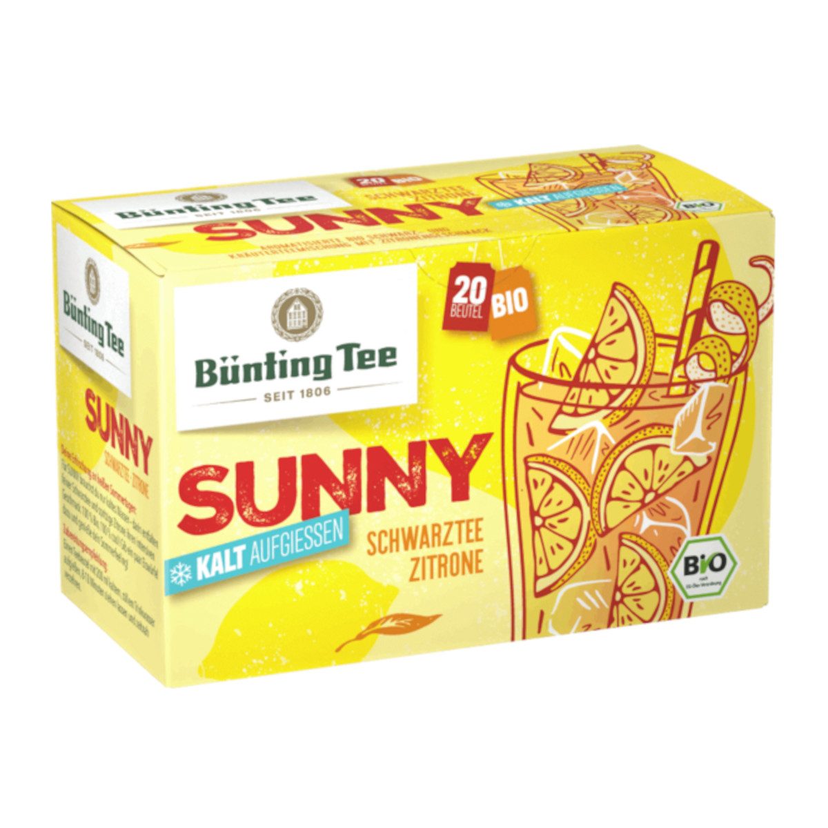 Bünting Tee Tee, Bünting Tee Bio Sunny Schwarztee-Zitrone 20 x2,5g Packung 50g
