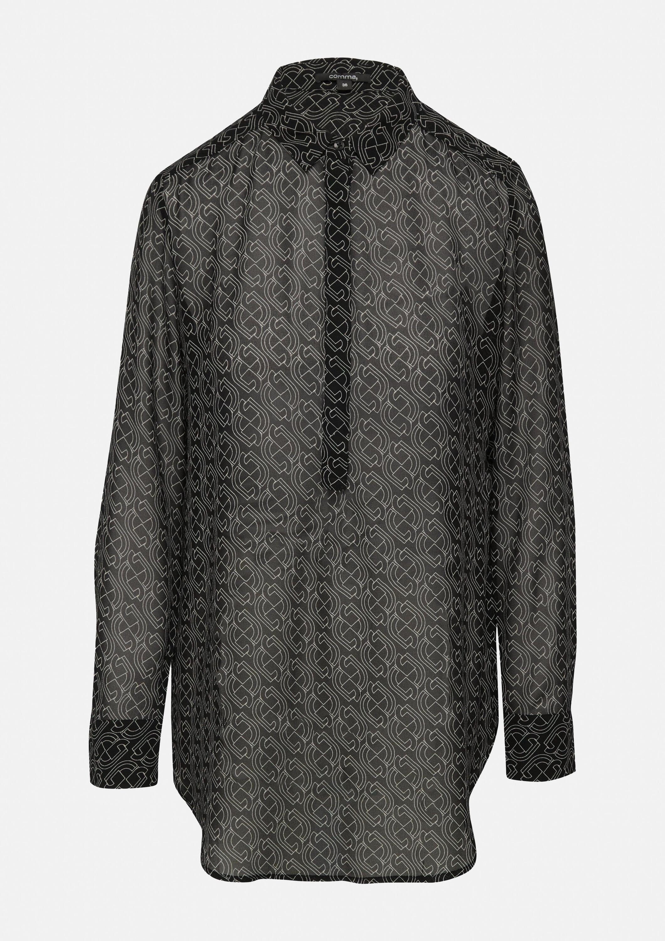 comma Langarmbluse Bluse Gemustertes Longbluse aus Chiffon
