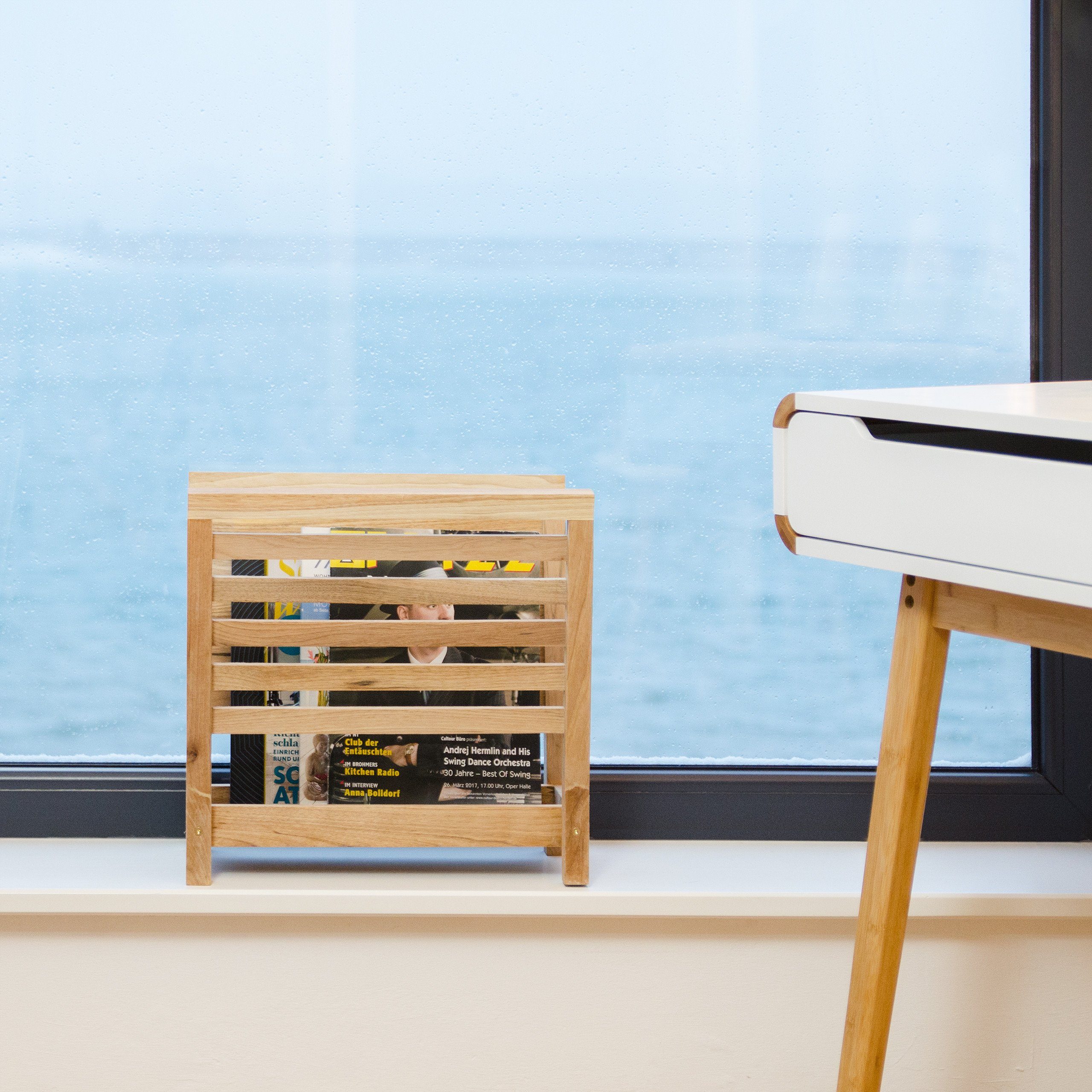 relaxdays Zeitungsständer Walnuss günstig online kaufen