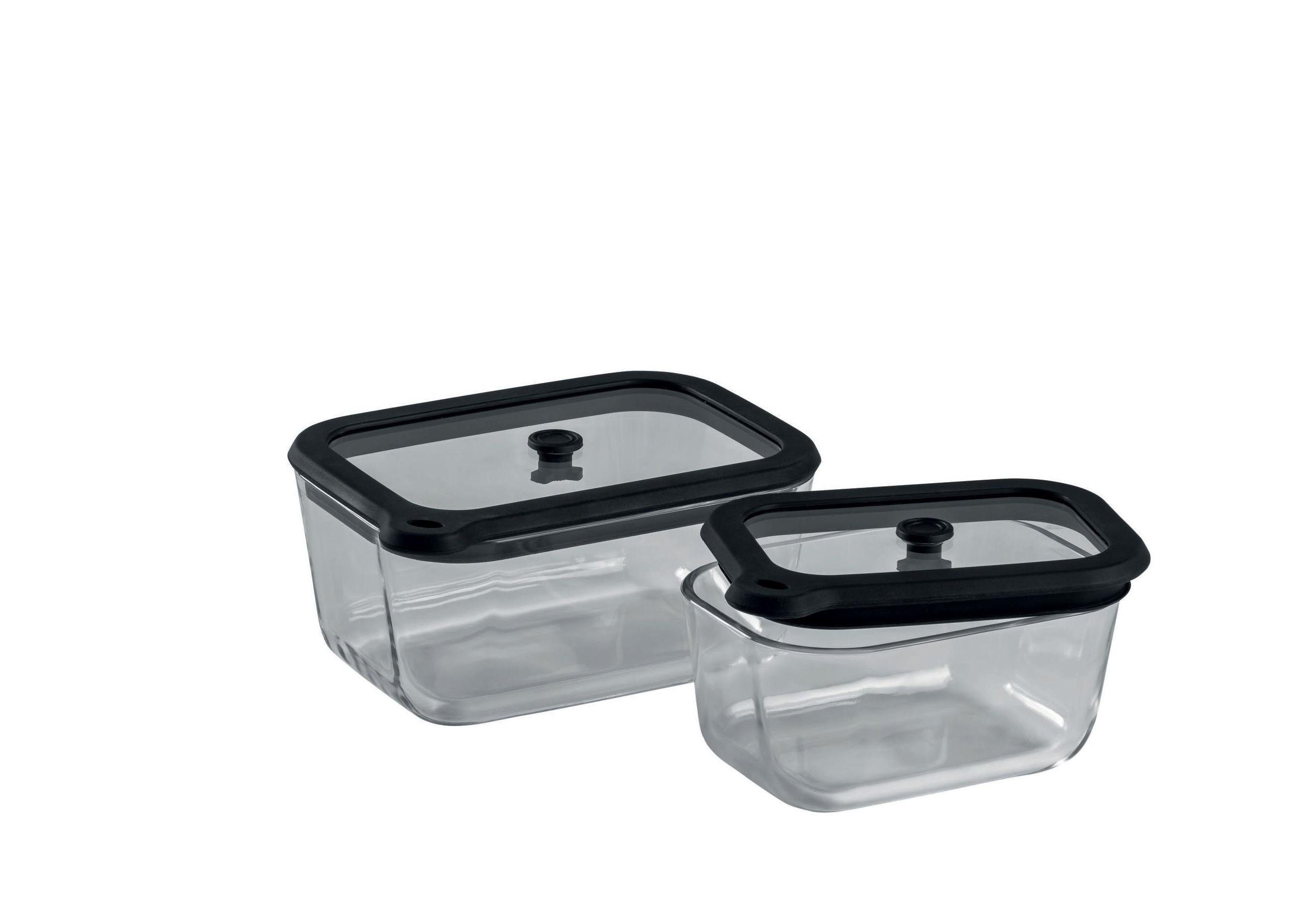 2er SET Vakuumbehälter 470ml Vakuumboxen CHEF 800ml, 2er (Set, aus Set), Medium Glasbehälter Size CUISINE International + Glas Vakuum