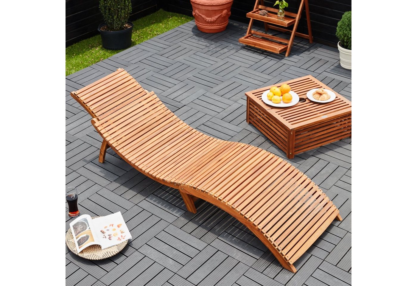 Thumbnail - Casaria Holzfliesen 22x Klassik Terracotta, Terrassenfliesen 1-6m² WPC Fliesen Balkon Garten Verschiedene Farben