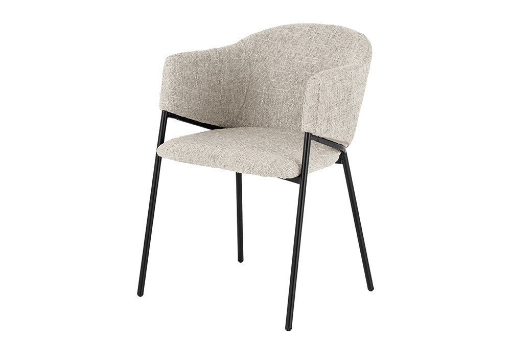 riess-ambiente Esszimmerstuhl NOBLESSE beige/schwarz - Chenille, Metallgestell, Retro, Armlehnen (Einzelartikel, 1 St), halbrunder Stuhl - ideal für Küche, Ess-, Arbeits-. Wohnzimmer & Büro