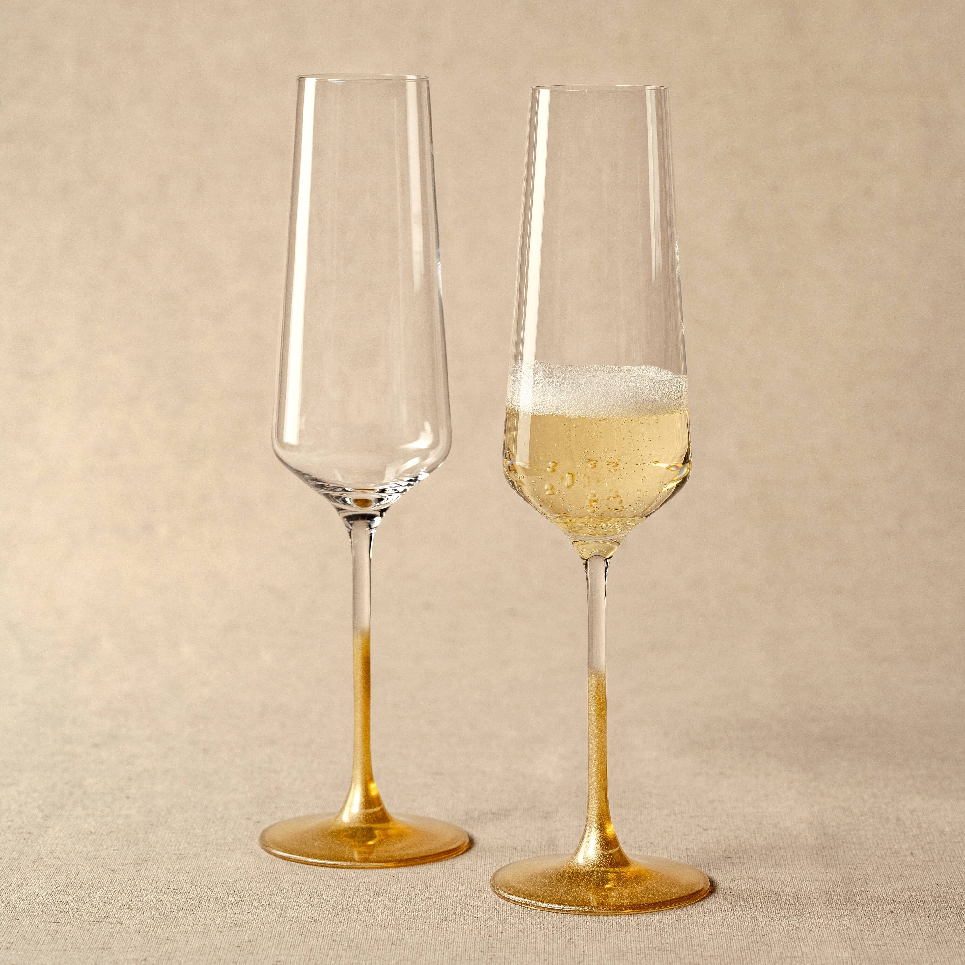 LEONARDO Sektglas PUCCINI, goldfarben, 2-tlg., Kristallglas, 2er Set, 280ml