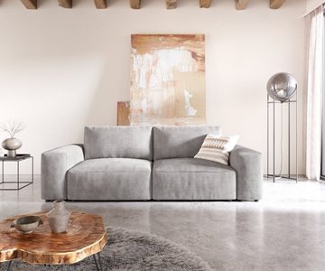 DELIFE Big-Sofa Lanzo, L Cord Silbergrau 260x110 cm