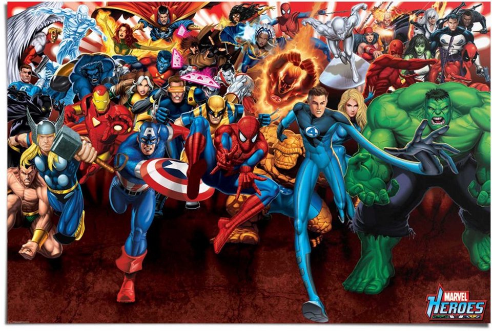 Reinders! Poster Marvel Heroes attack, (1 St)