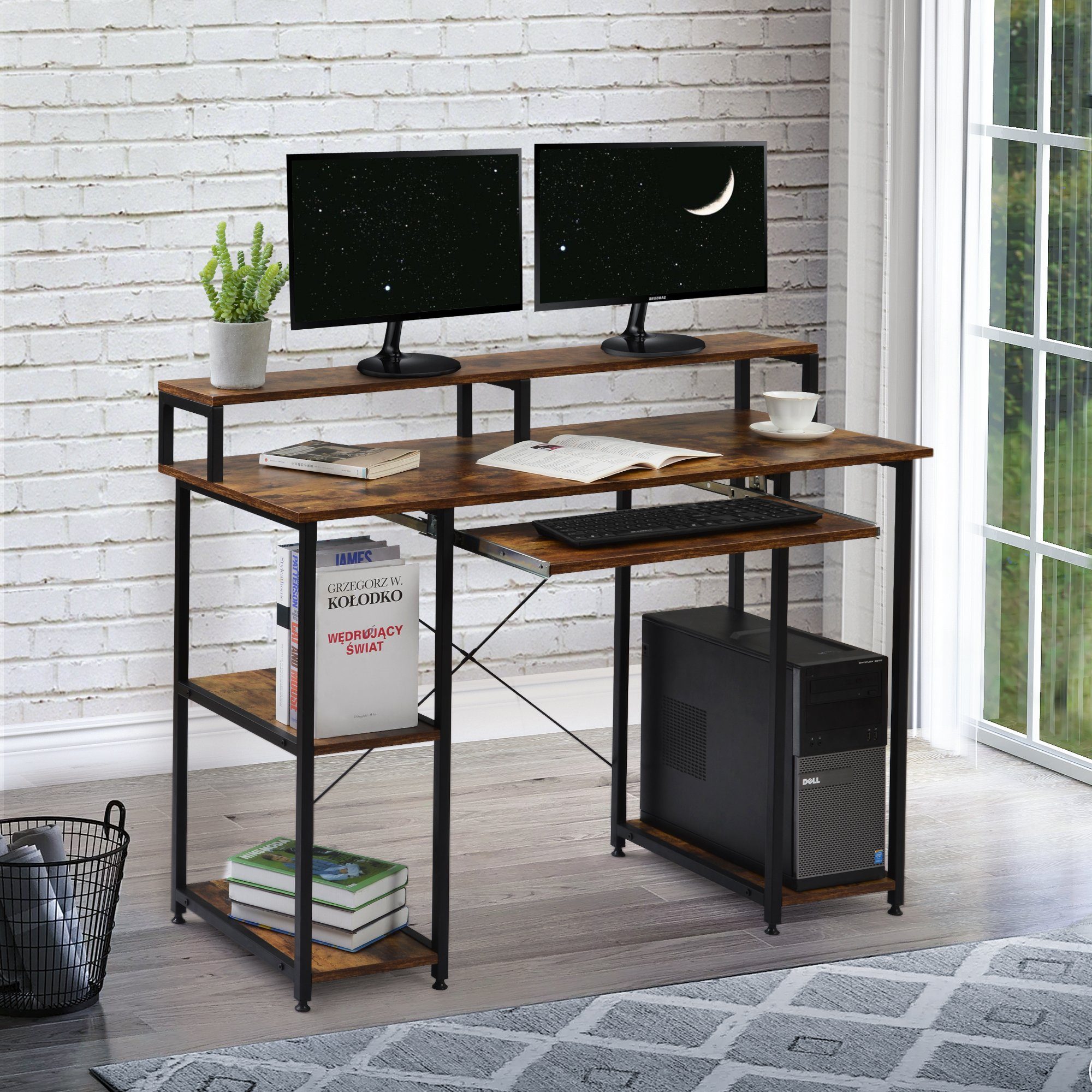 Flieks Computertisch (1-St), mit Tastaturablage/Monitorständer Bürotisch, 118*48*87cm