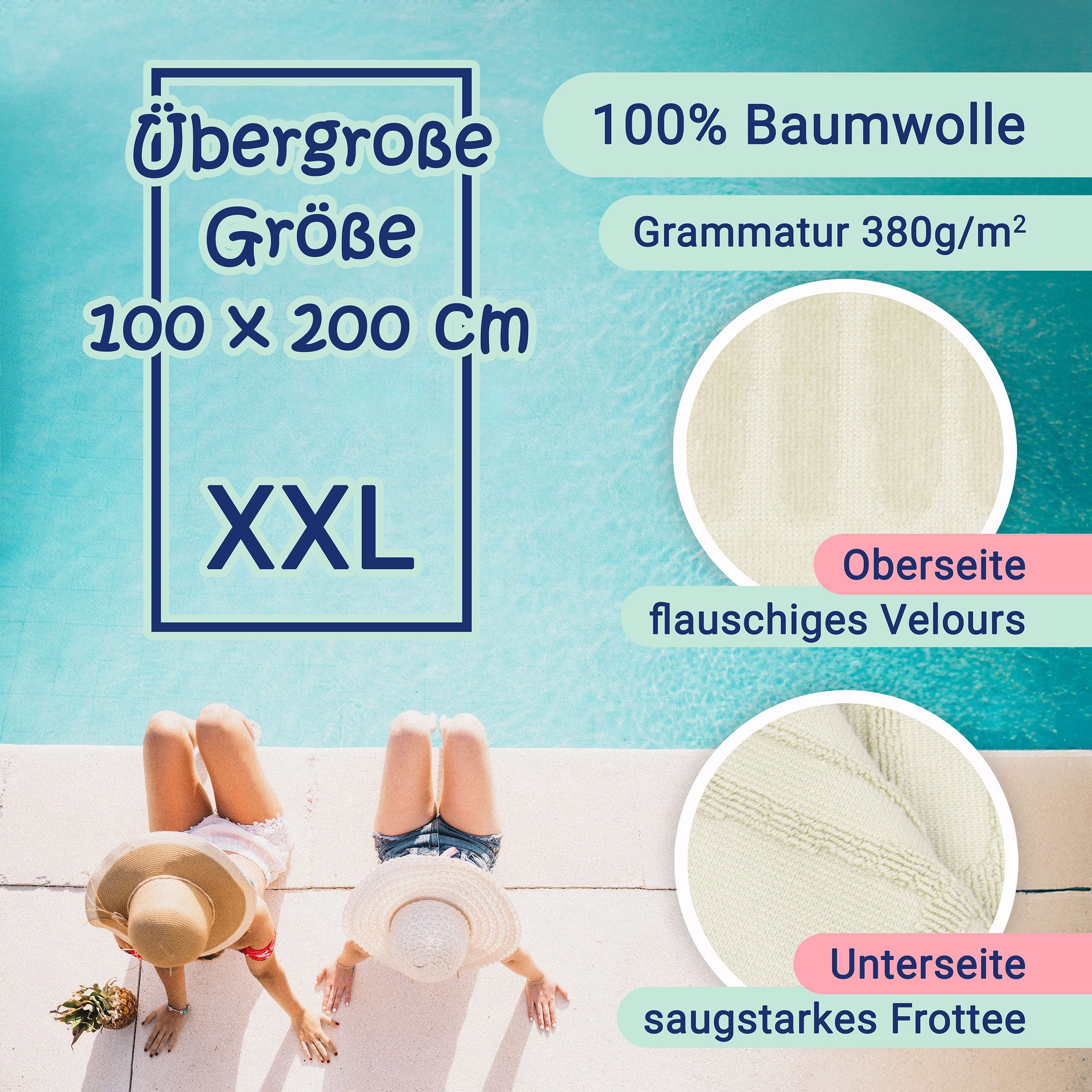 ZOLLNER Strandtuch, Frottier (1-St), 100 x 200 cm, 100% Baumwolle, vom Hotelwäschespezialisten