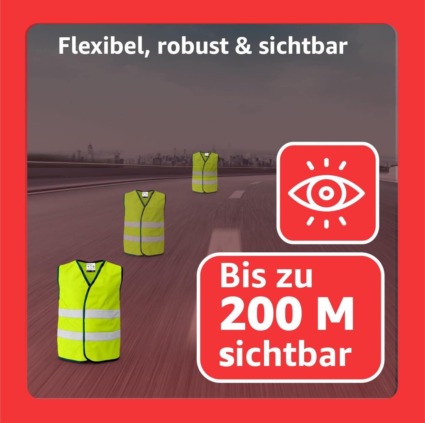 POWR Car Warnweste 4X Warnwesten Auto 2026: Sicherheitsweste ISO20471 (4er Set, 4-tlg., 4-teilig)