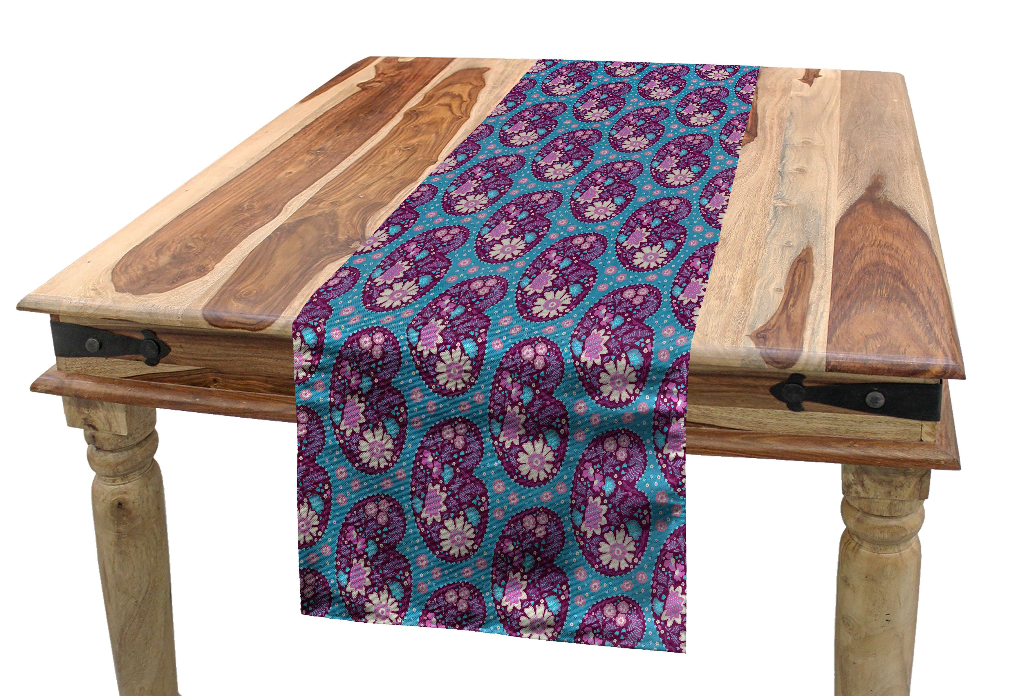 Abakuhaus Tischläufer Esszimmer Küche Rechteckiger Dekorativer Tischläufer, Botanisch Natürliche Paisley Motive
