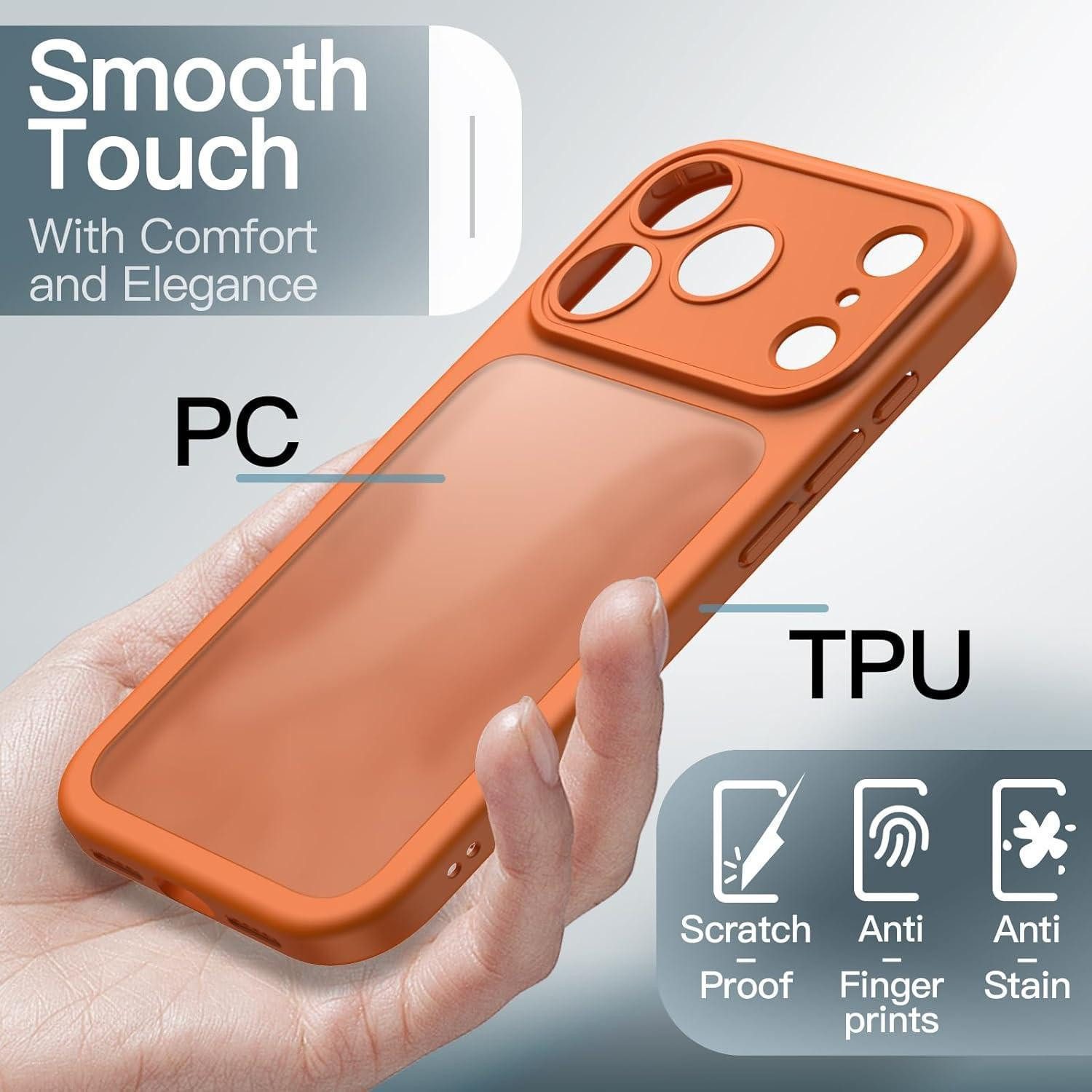 LuxusKollektion Smartphone-Hülle Handyhülle iPhone 17 Pro stoßfest Kameraschutz matt Orange – Bild 4 von 5