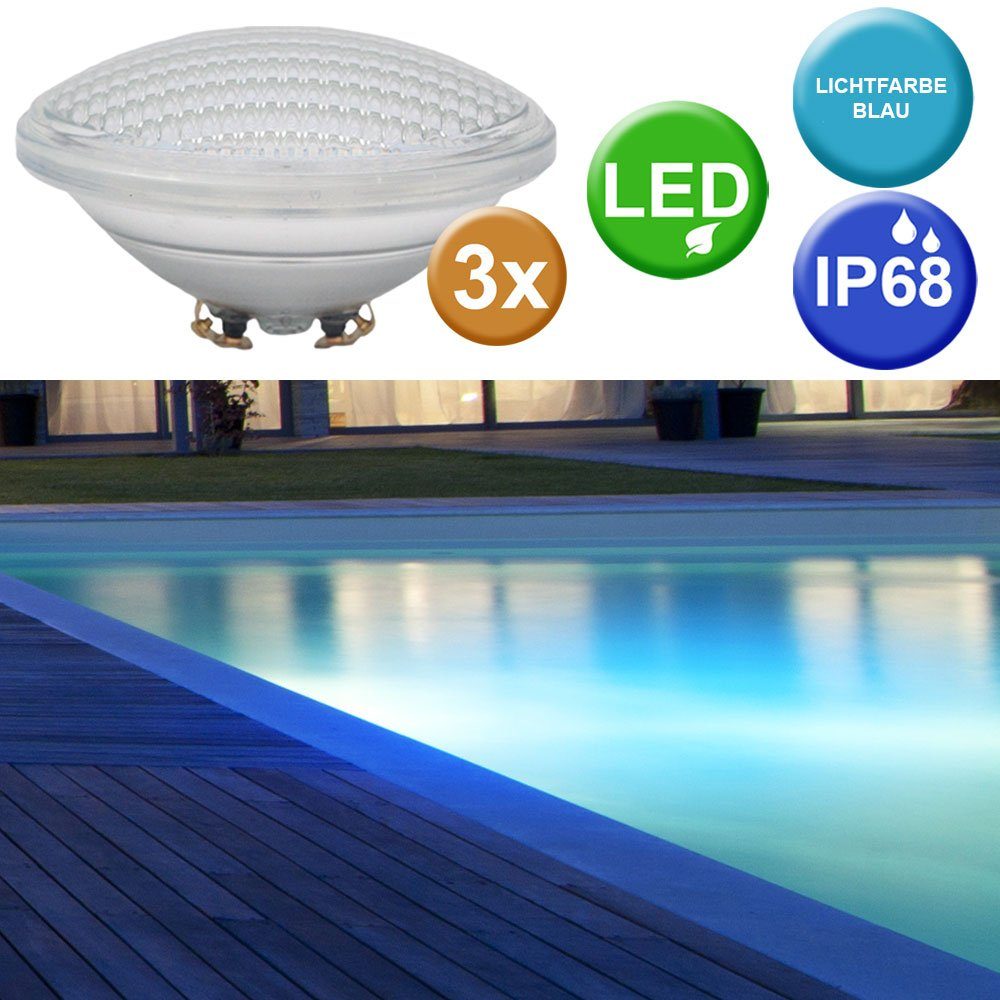 etc-shop LED-Leuchtmittel, 3er Set SMD LED Swimming Pool Leuchtmittel Becken Scheinwerfer PAR56