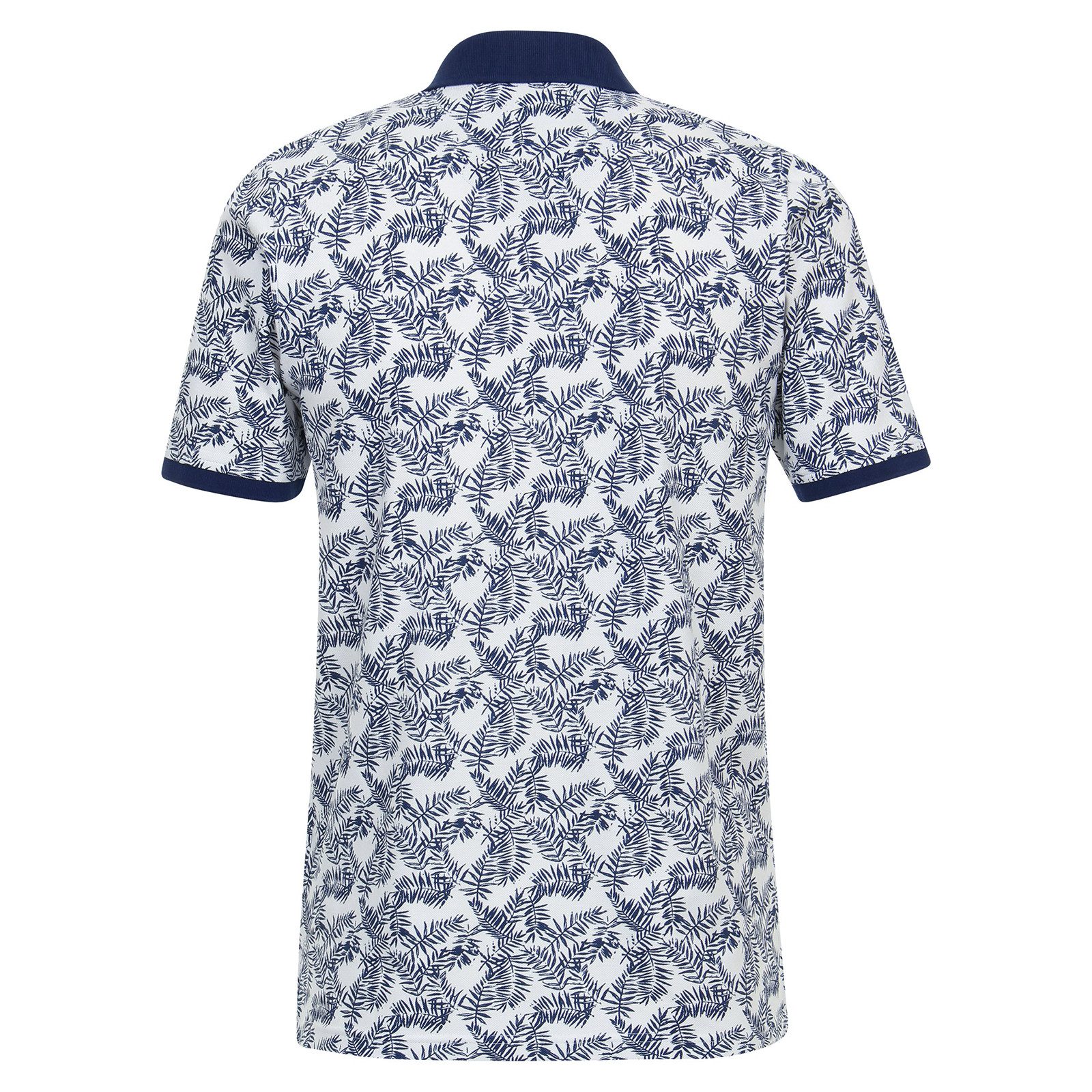 Redmond Poloshirt Redmond XXL Poloshirt blau-weiß Alloverprint floral