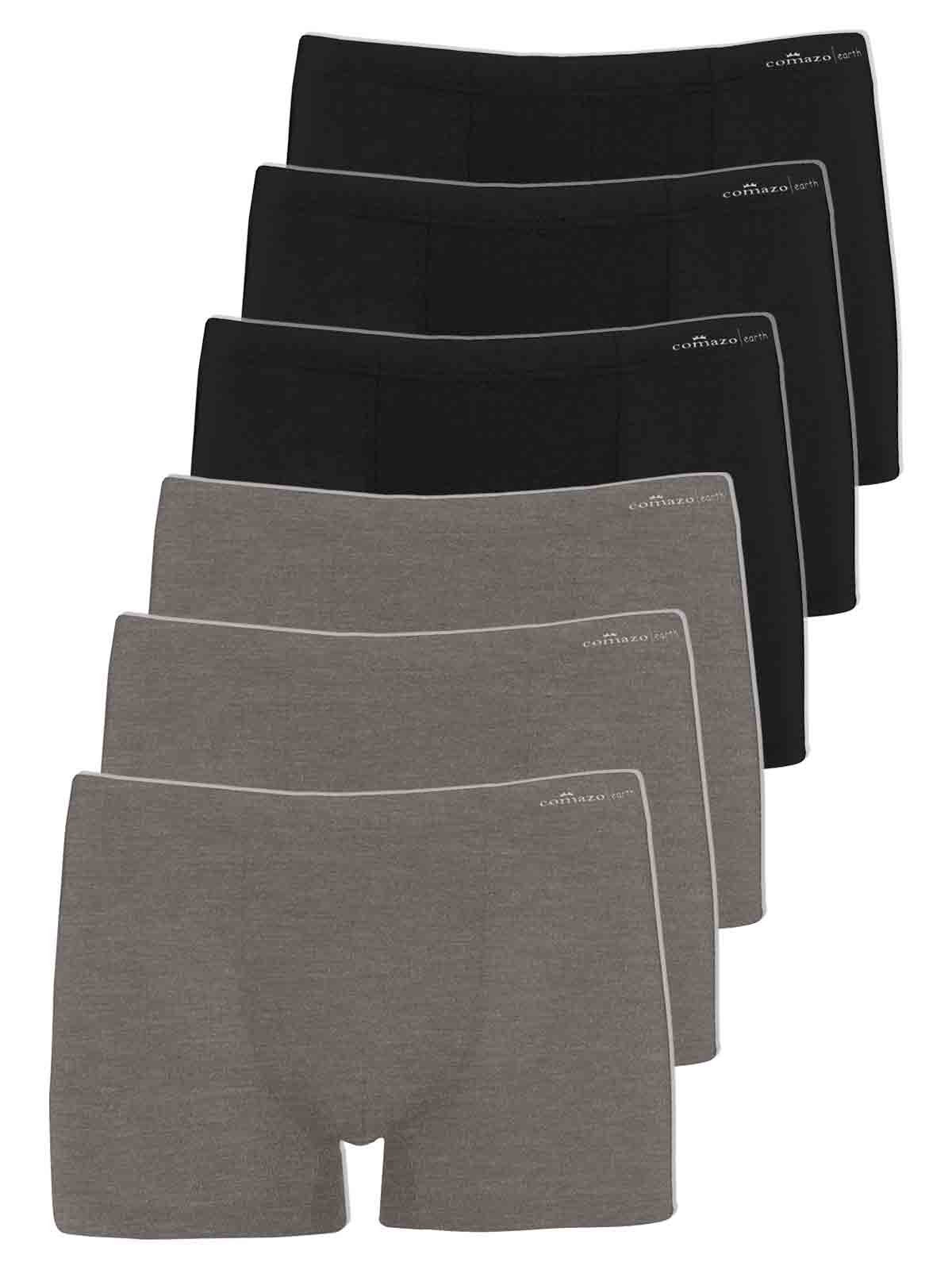 COMAZO Retro Pants 6er Pack Herren Pants ohne Eingriff (Packung, 6-St) Vegan anthrazit-melange-schwarz
