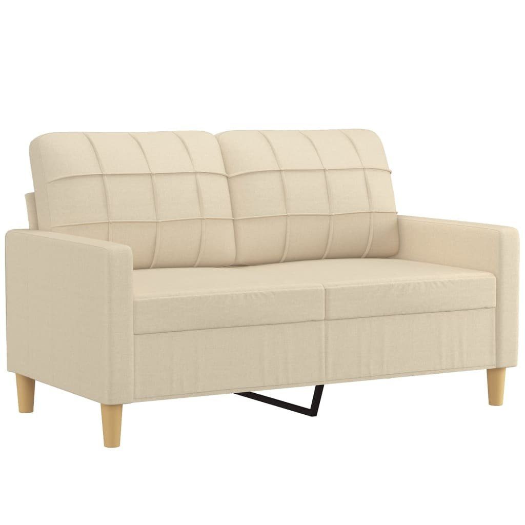 vidaXL Sofa 2-tlg. Sofagarnitur mit Creme Stoff Kissen