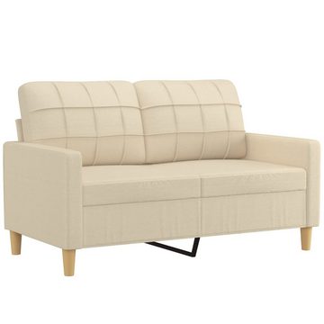 vidaXL Sofa 2-tlg. Sofagarnitur mit Kissen Creme Stoff