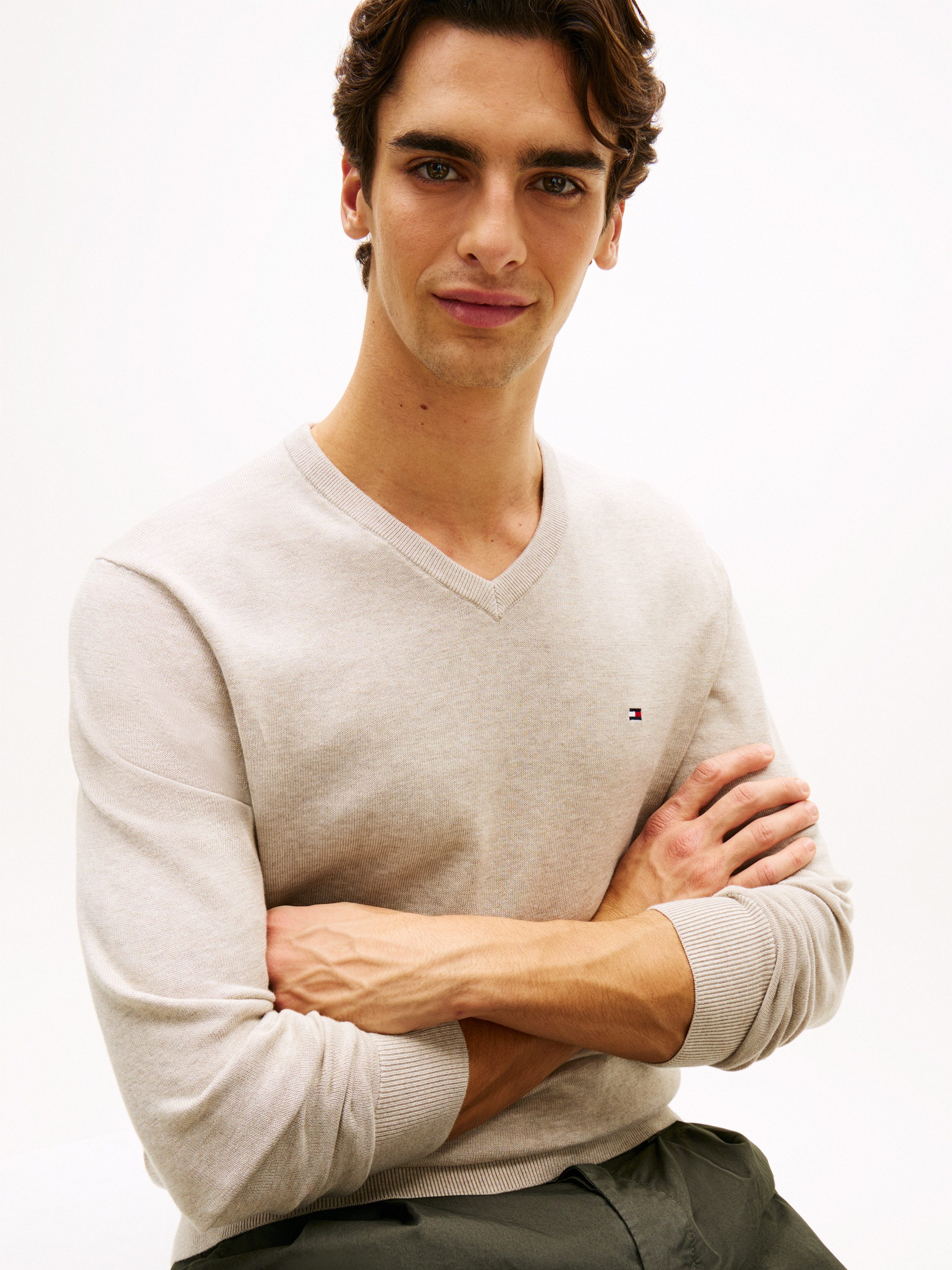 Tommy Hilfiger Strickpullover ESSENTIAL COTTON V NECK mit V-Ausschnitt und günstig online kaufen