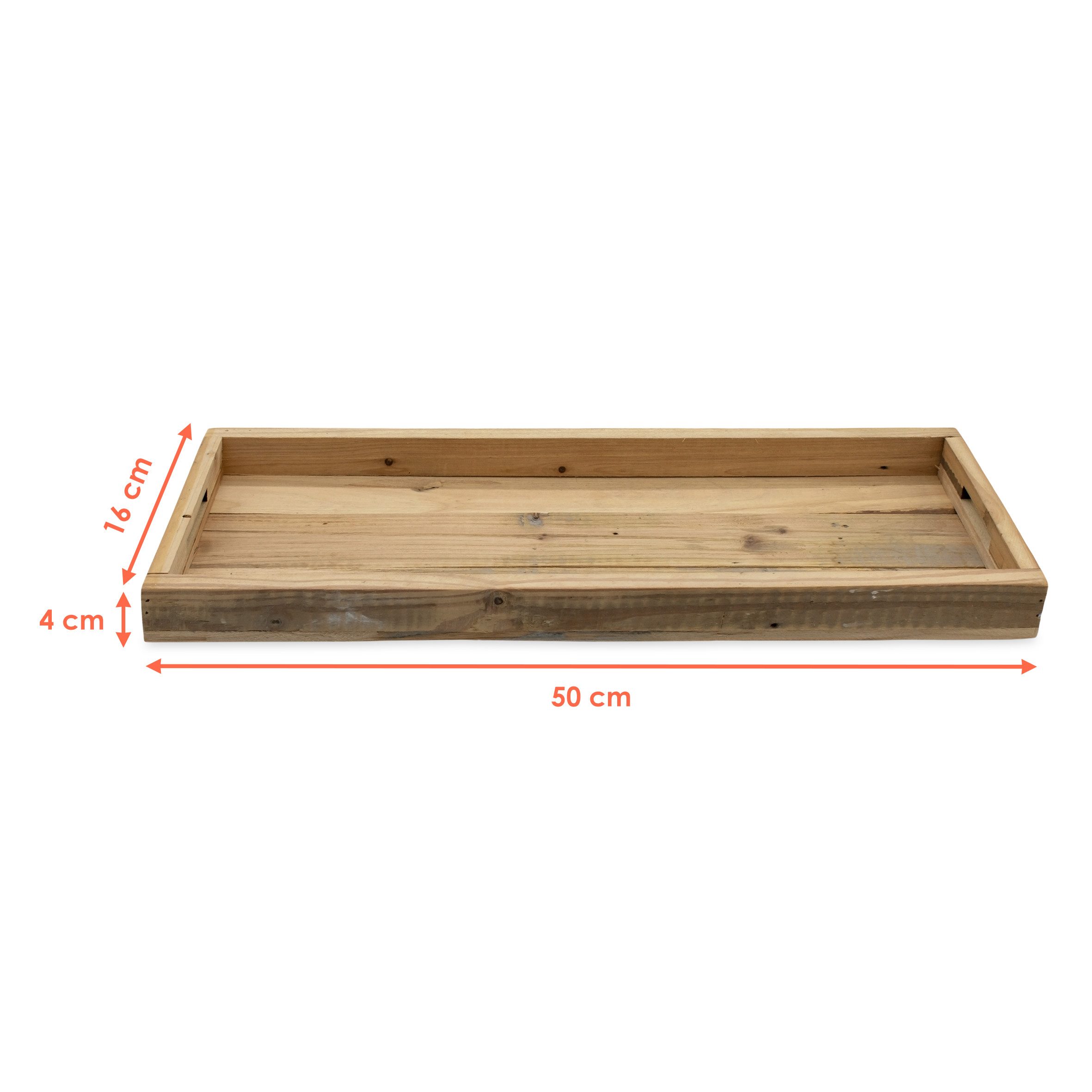 Spetebo Tablett Holz Dekotablett natur mit Rand - 50 x 16 cm, Holz, (Anzahl, 1-tlg., Stück), mit erhöhtem Rand