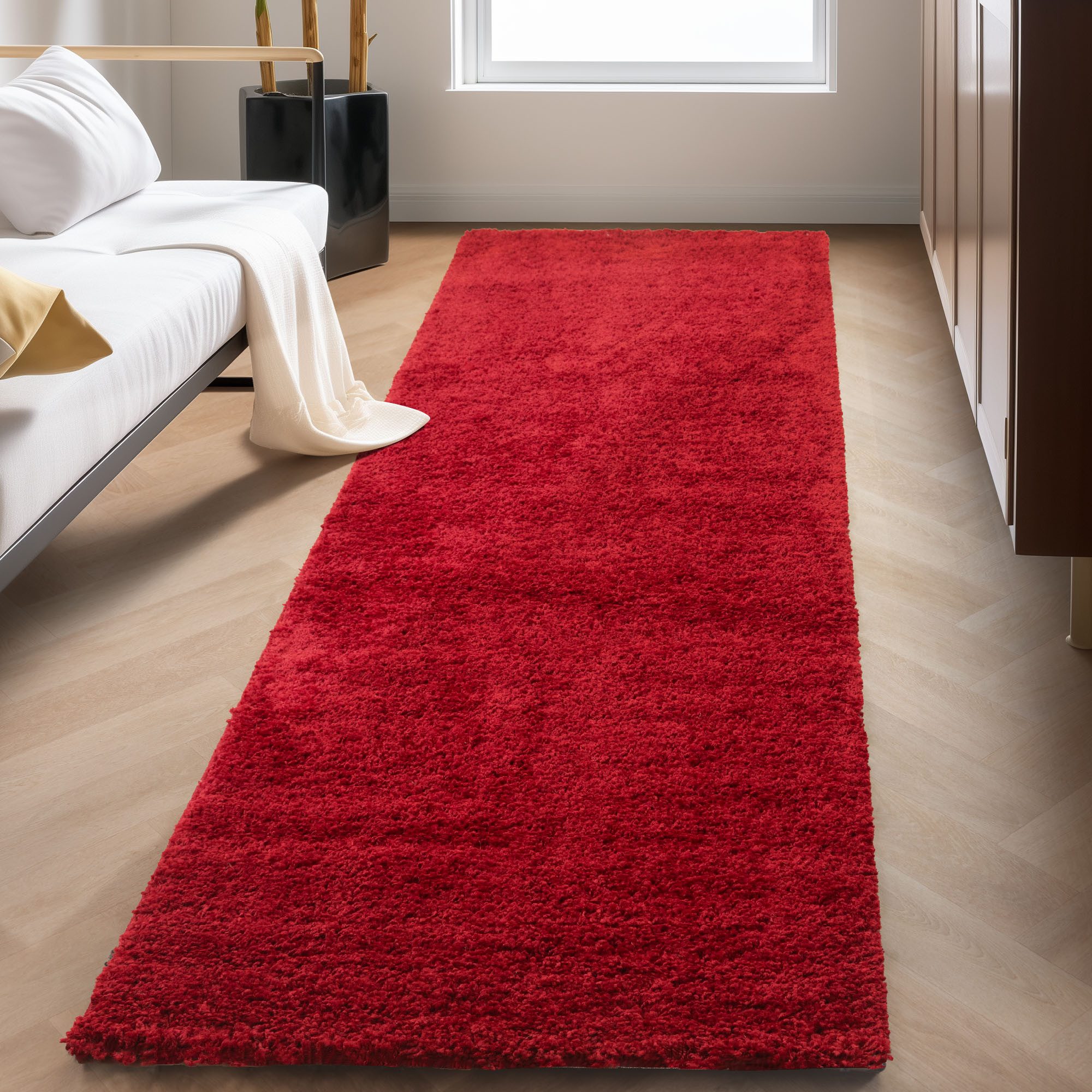 Carpettex Hochflor-Teppich Unicolor - Einfarbig, Läufer, Höhe: 30 mm, Einfarbig Shaggy Teppich Wohnzimmer Langflor versch. farben und größen
