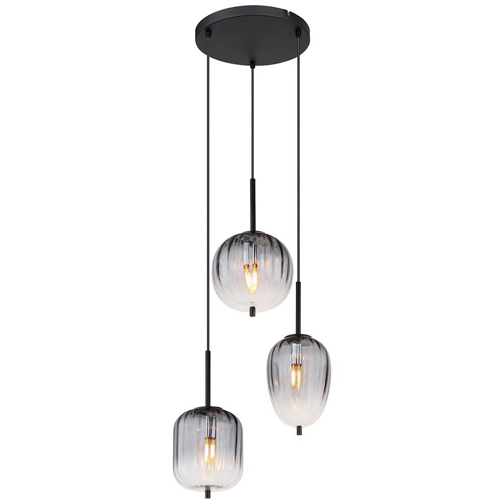 GLOBO LIGHTING Pendelleuchte, Leuchtmittel nicht inklusive, Hängeleuchte Esstischlampe Pendellampe Rauchglas Wohnzimmerlampe 120cm