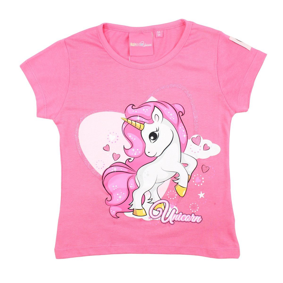 WS-Trend Print-Shirt Sweet Einhorn Unicorn Mädchen Kinder T-Shirt Gr. 98 bis 128, reine Baumwolle