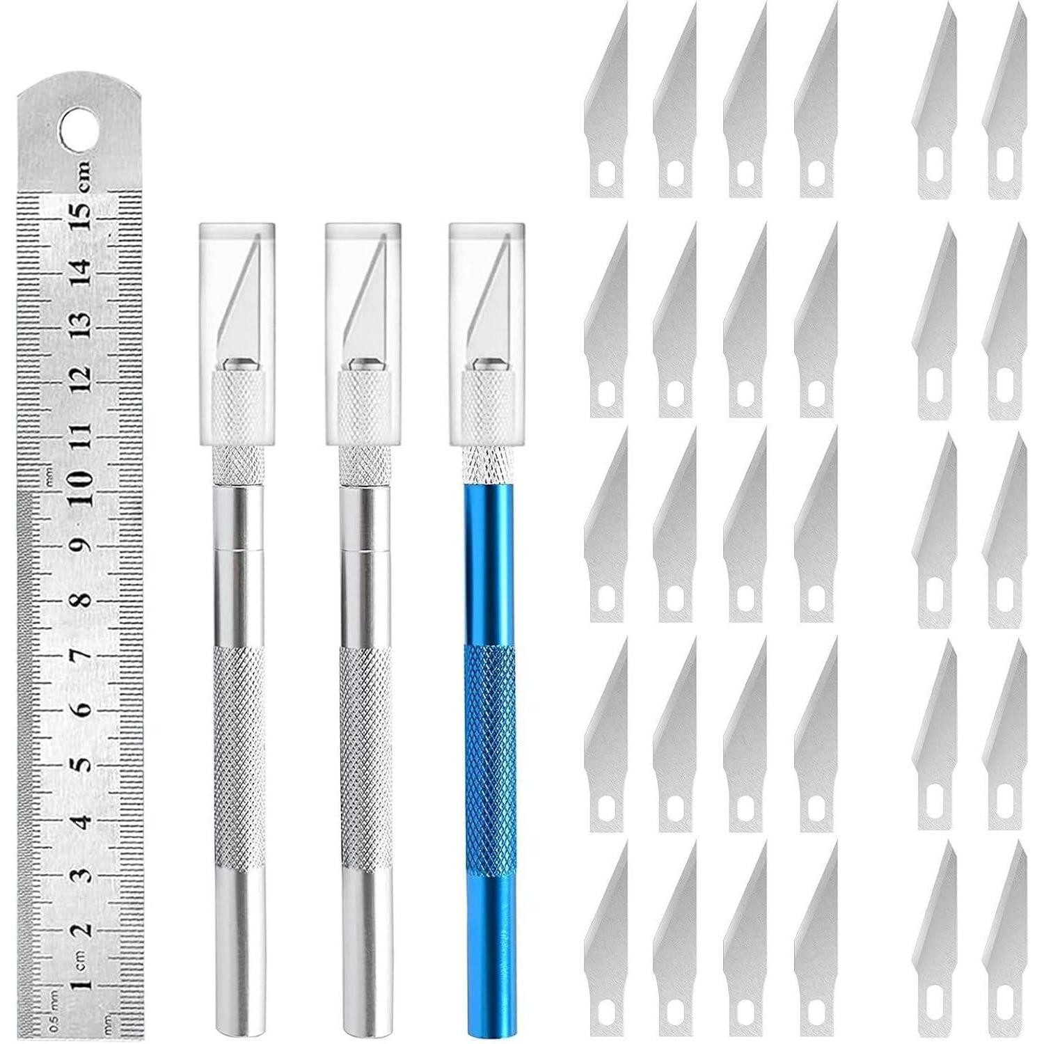 LuxusKollektion Cuttermesser Skalpell 2 Stück 20 Ersatzklingen Bastelmesser Cuttermesser C