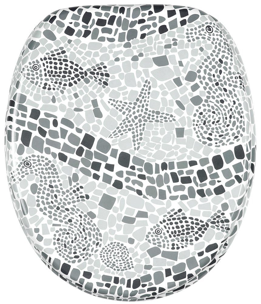 Sanilo WC-Sitz Mosaic World Grey, mit Absenkautomatik