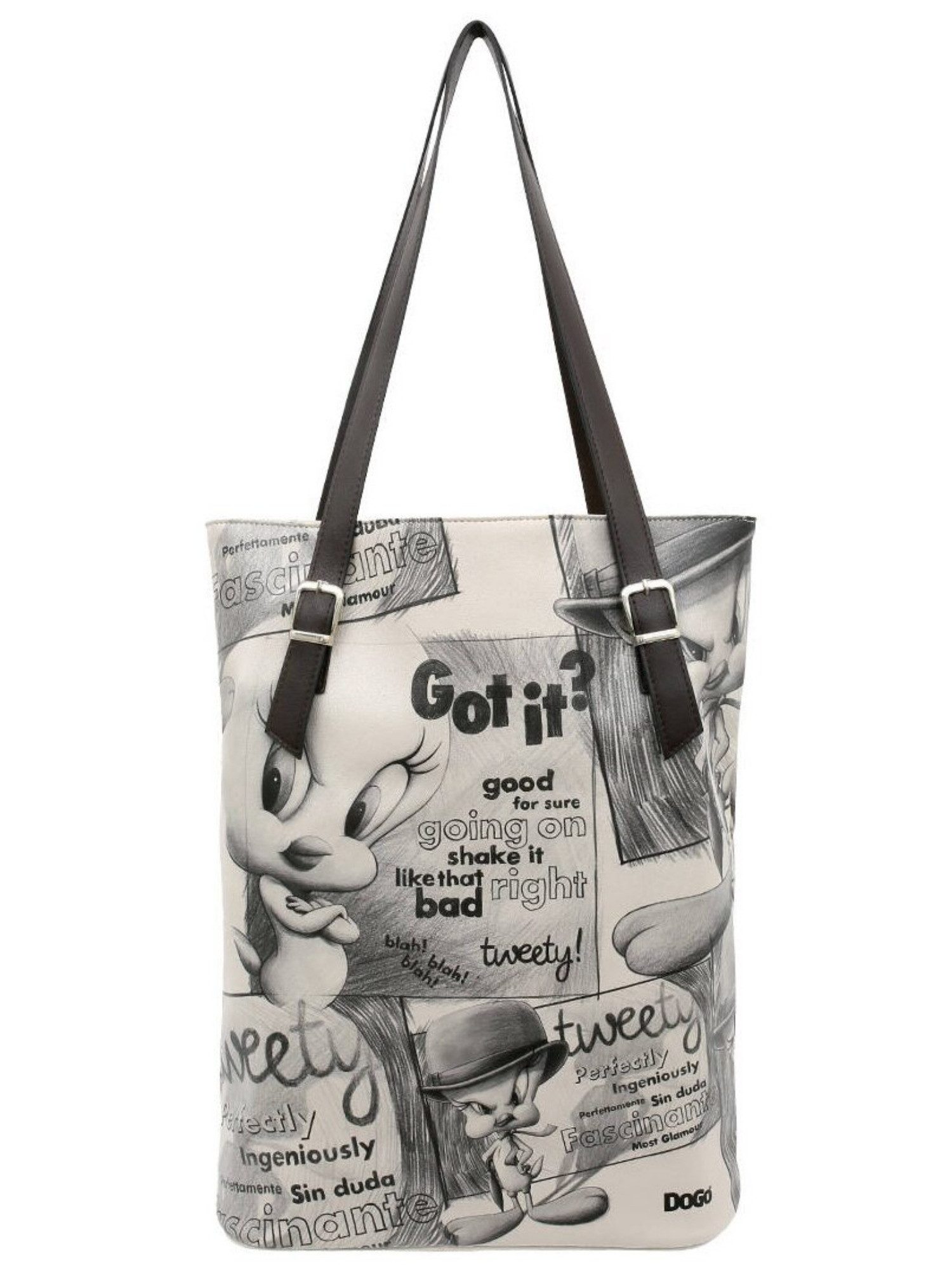 DOGO Umhängetasche Tall Bag Damen Schultertasche Tweety Sketch Damen Schultertasche, Handgefertigt